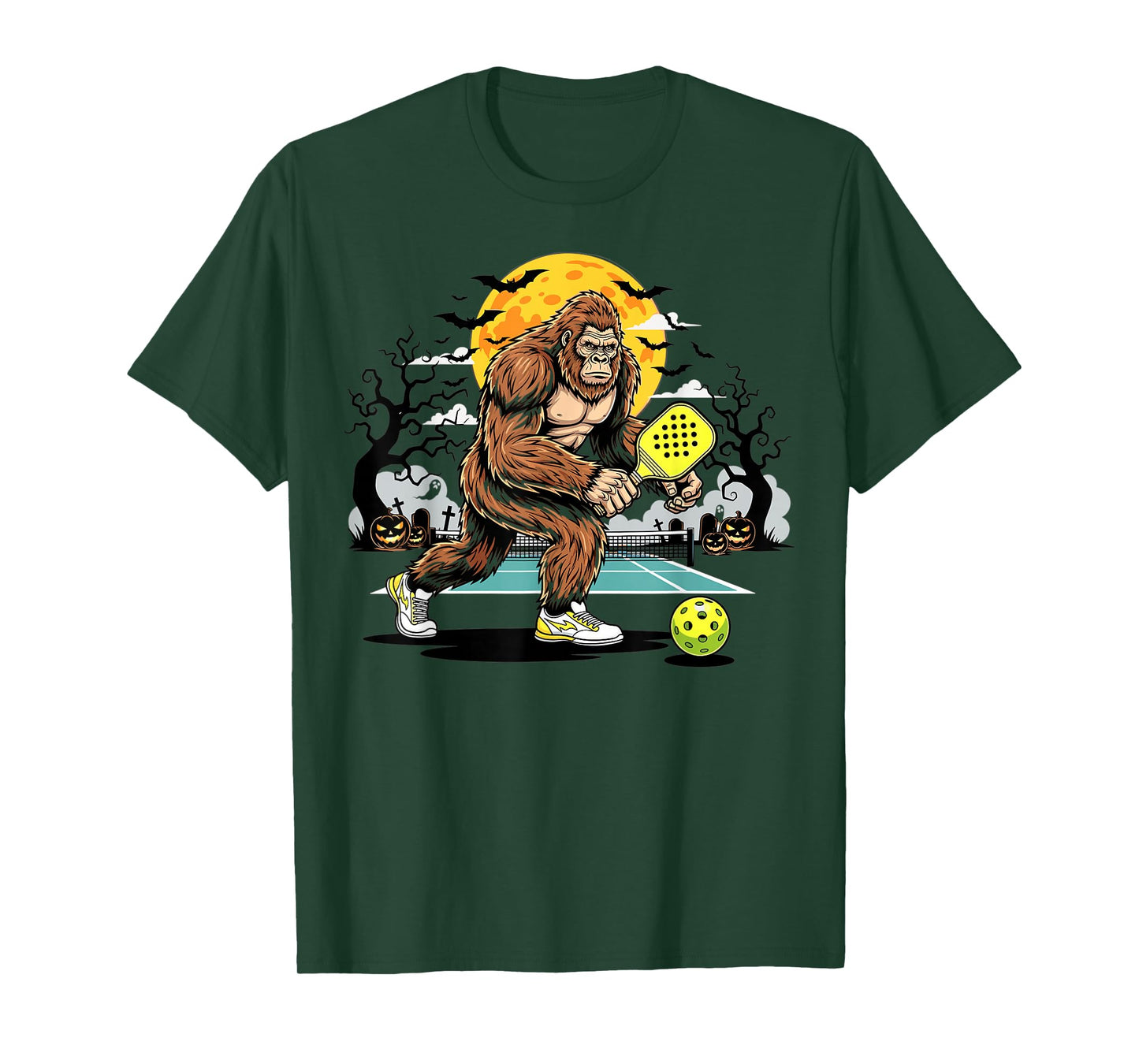Bigfoot Halloween Pickleball Monster Costume T-Shirt