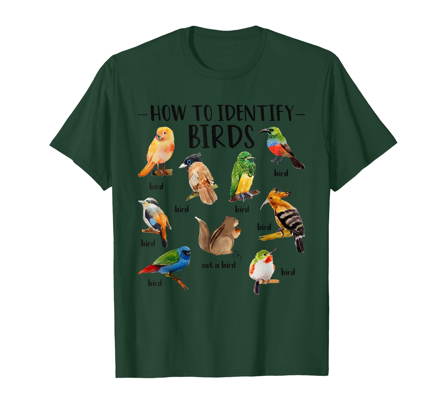 How To Identify Birds Squirrel Funny Bird Lover Birdwatcher T-Shirt