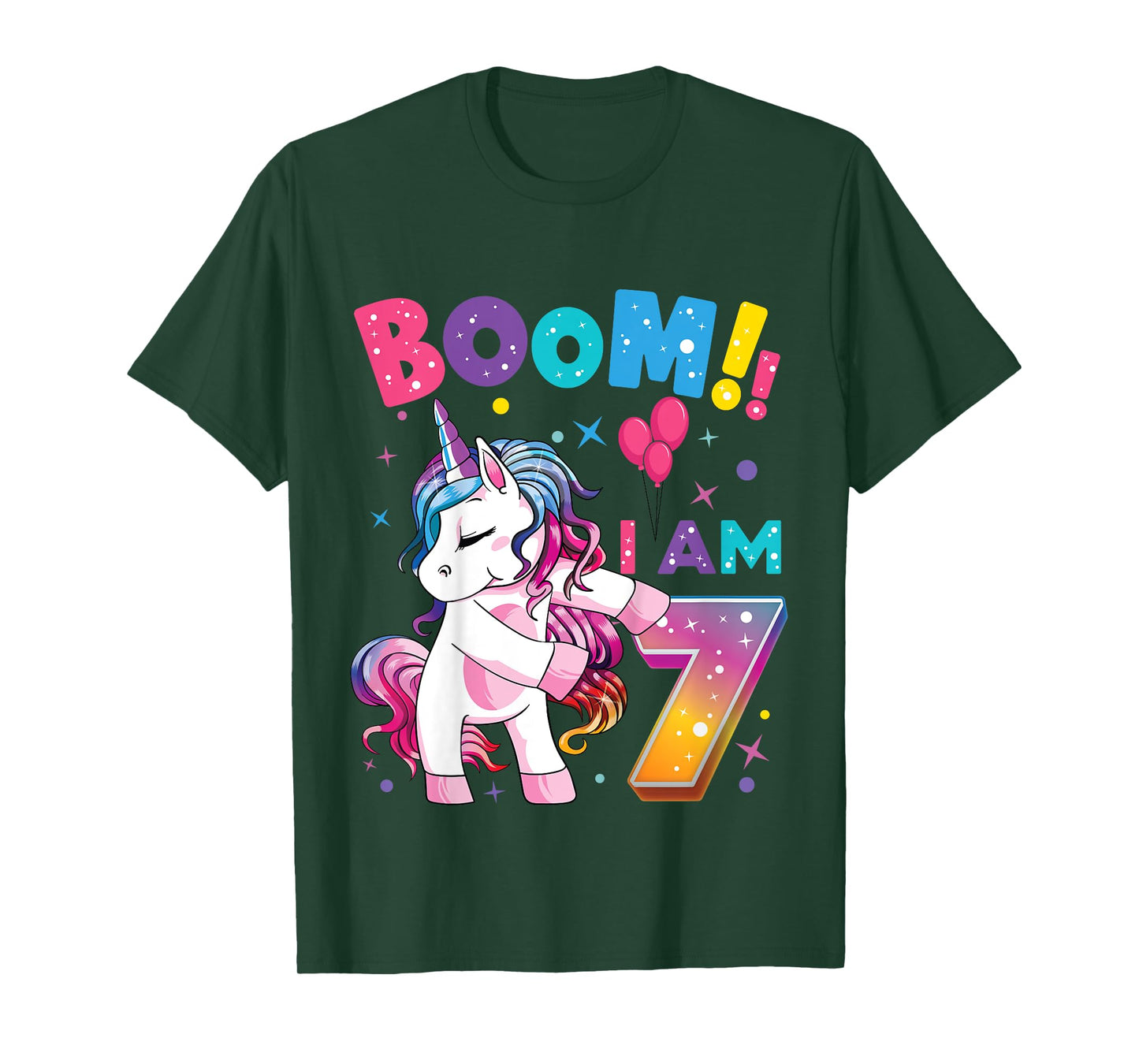 7 Years Old Unicorn Flossing 7th Birthday Girl Unicorn Party T-Shirt