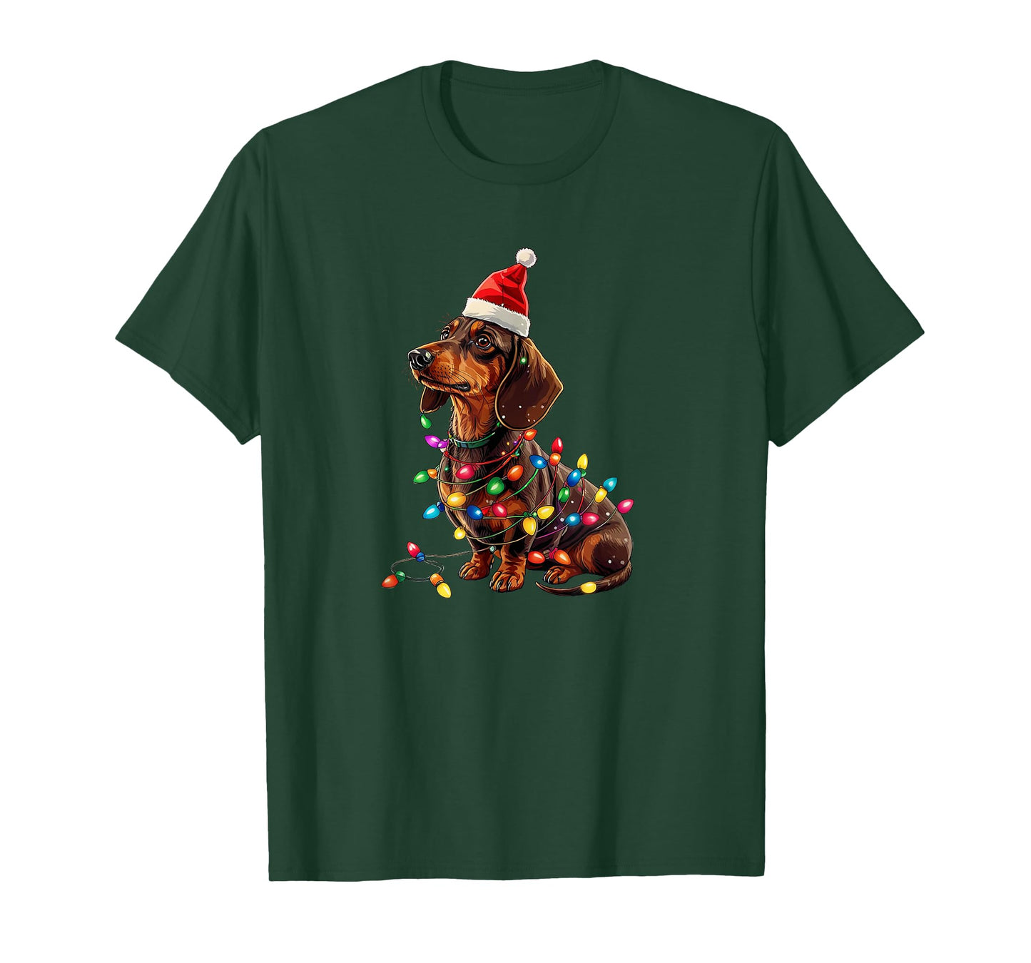 Dachshund Christmas Weiner Dog Xmas Pajamas Cute T-Shirt for Men Women Kids
