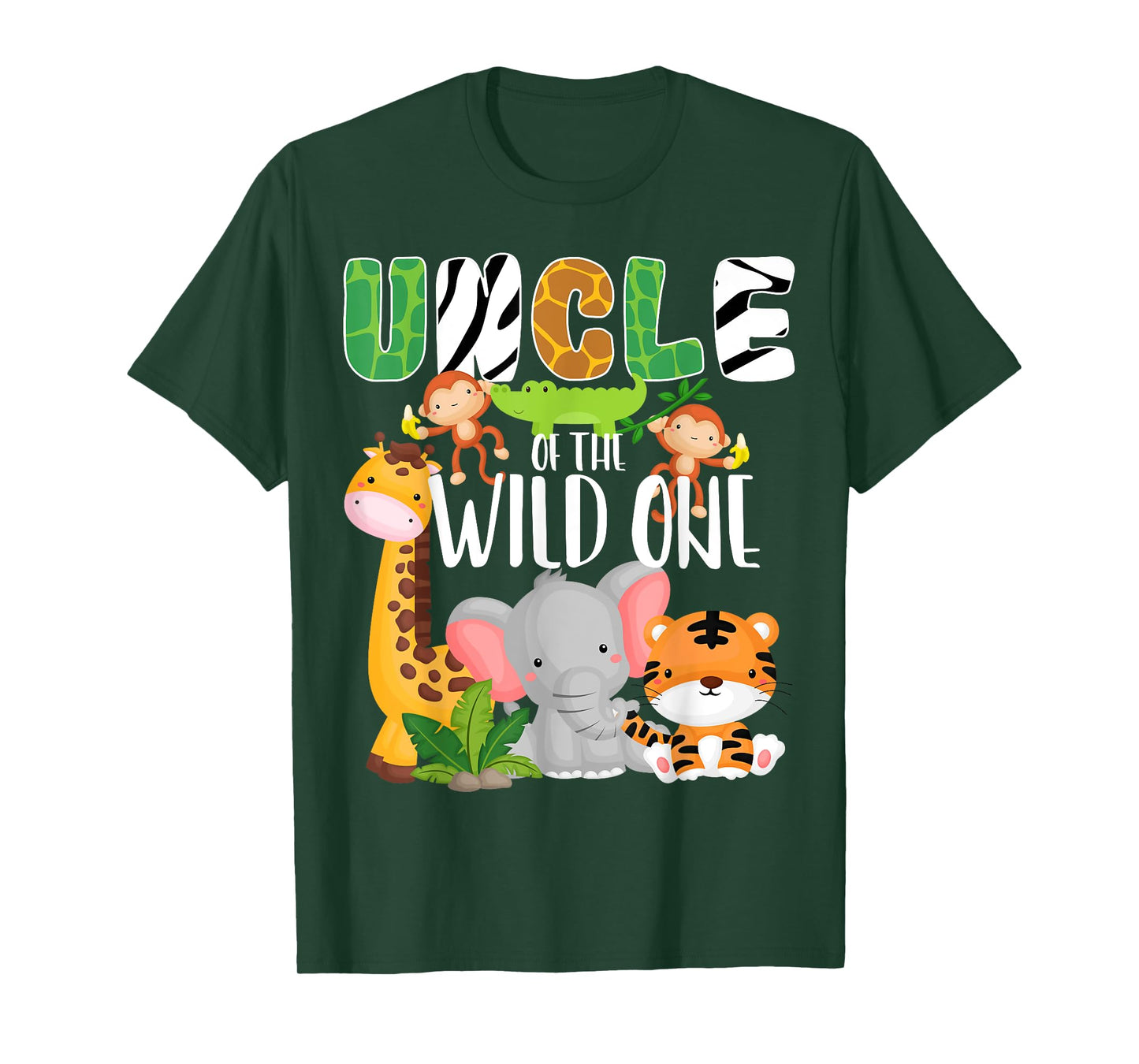 Uncle of the Wild One Zoo Theme Birthday Safari Animals T-Shirt