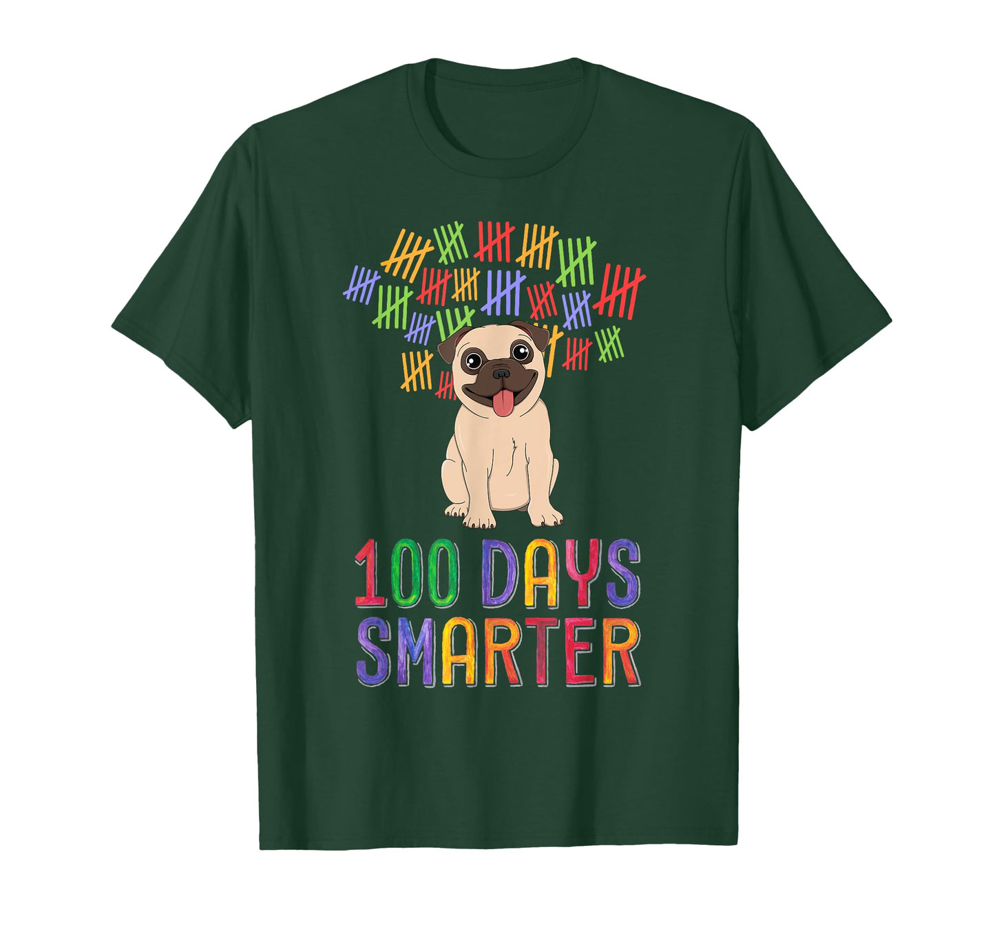 100 Days Smarter 100th Day of School Outfit Dog Lover Pug T-Shirt