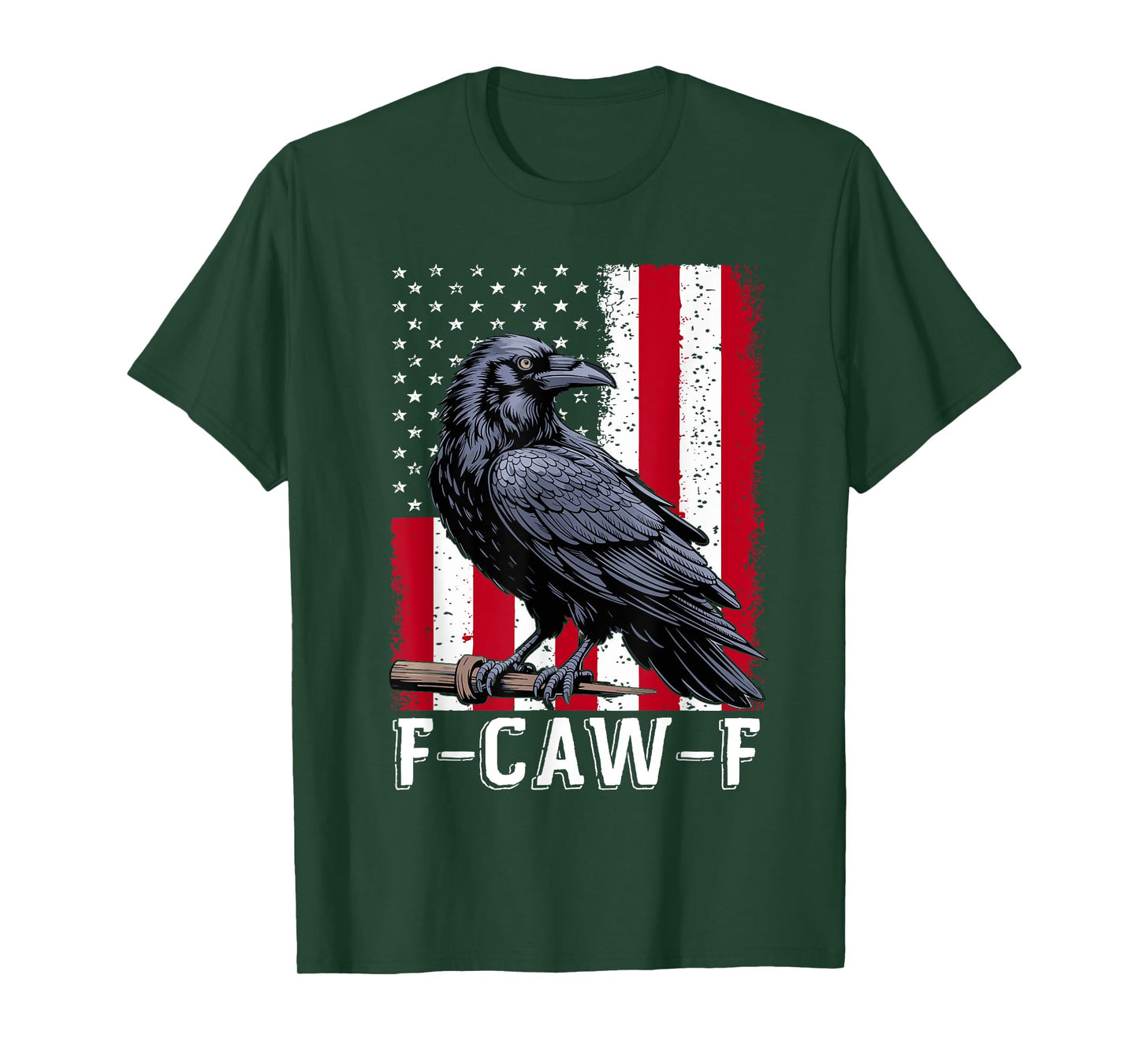 F-Caw-F Black Crow Black Bird Retro USA Flag Vintage F-Caw-F T-Shirt