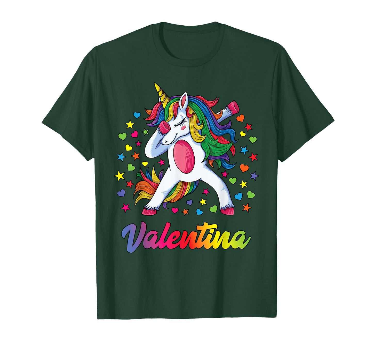 Valentina Dabbing Unicorn Rainbow Personalized Name Custom T-Shirt
