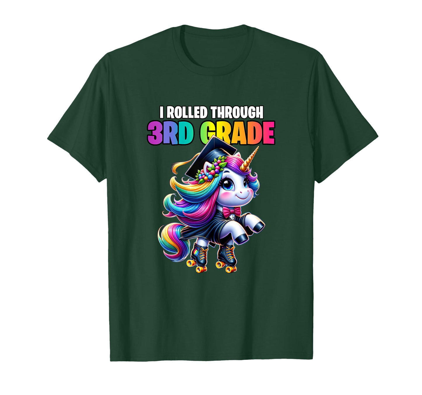 Graduation 3rd Grade Unicorn Roller Skate Girls Grad T-Shirt