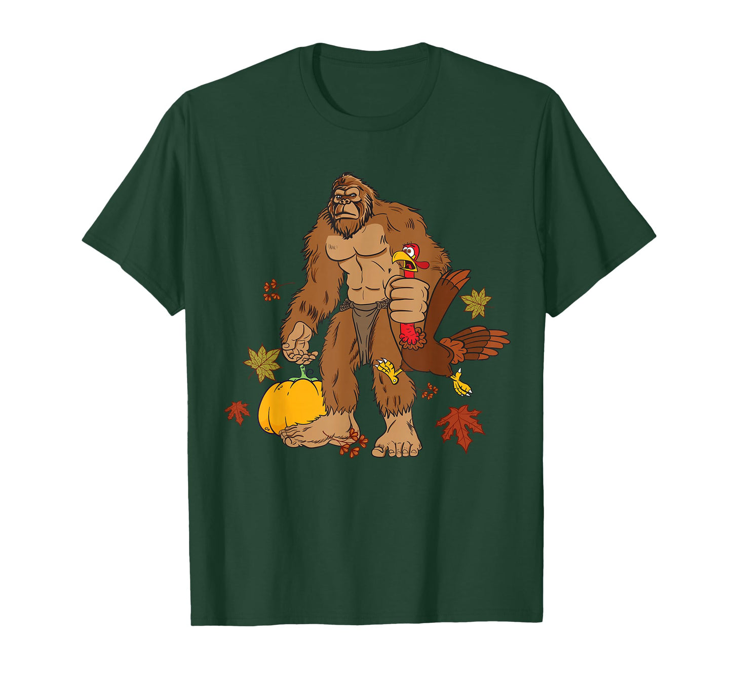 Bigfoot Pilgrim Turkey Pumpkin Thanksgiving Day Boys Men T-Shirt
