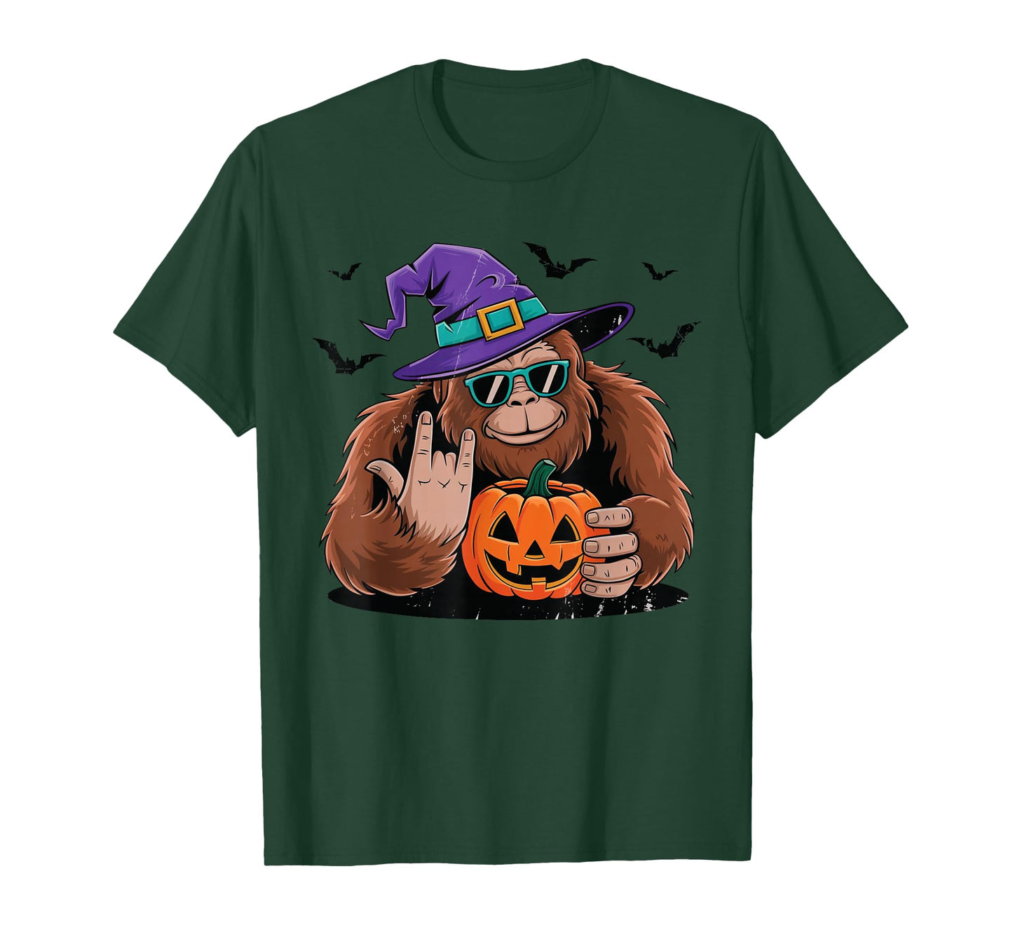 Halloween Bigfoot Sasquatch Witch Pumpkin Funny Rock Spooky T-Shirt