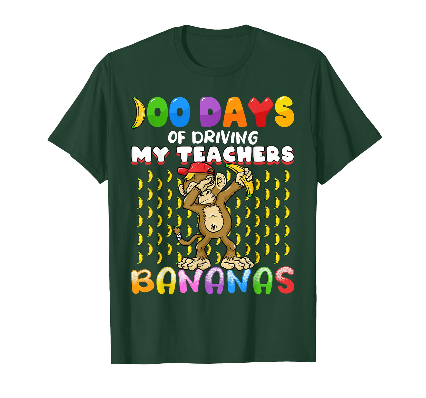 100 Days of Driving My Teachers Bananas Girls Boys Monkey T-Shirt