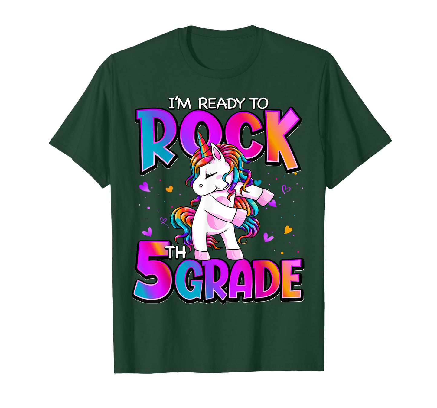I'm Ready To Rock 5th Grade Unicorn Back To School Girls T-Shirt