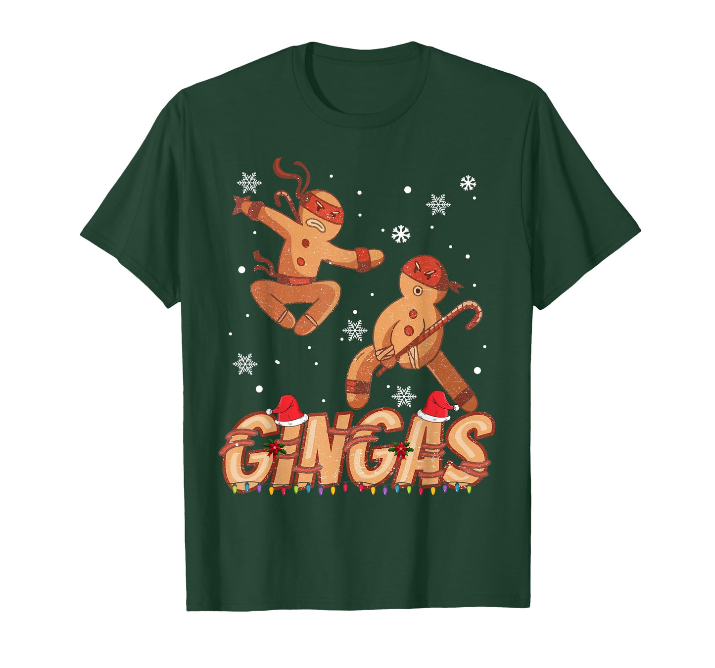 Gingas Ninja Gingerbread Karate Tees Unisex-Adult T-Shirt Black Small Short Sleeve Winter Graphic Design