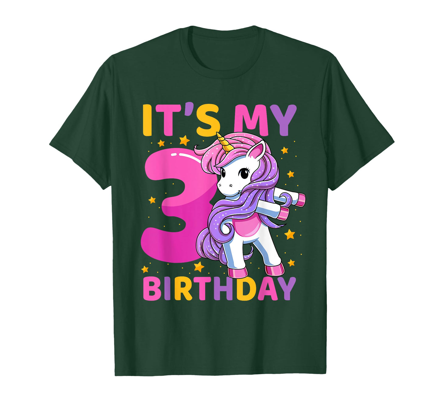 3 Years Old Unicorn Flossing 3rd Birthday Party Girls Kids T-Shirt