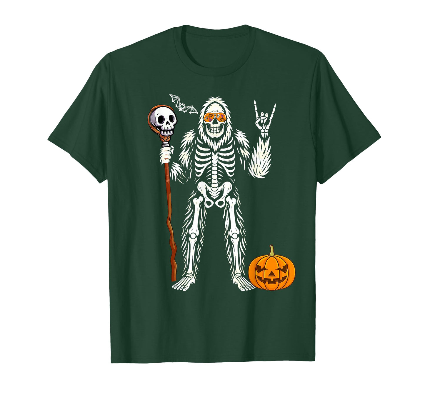 Halloween Skeleton Bigfoot Rock Pumpkin Skull Men Boys T-Shirt