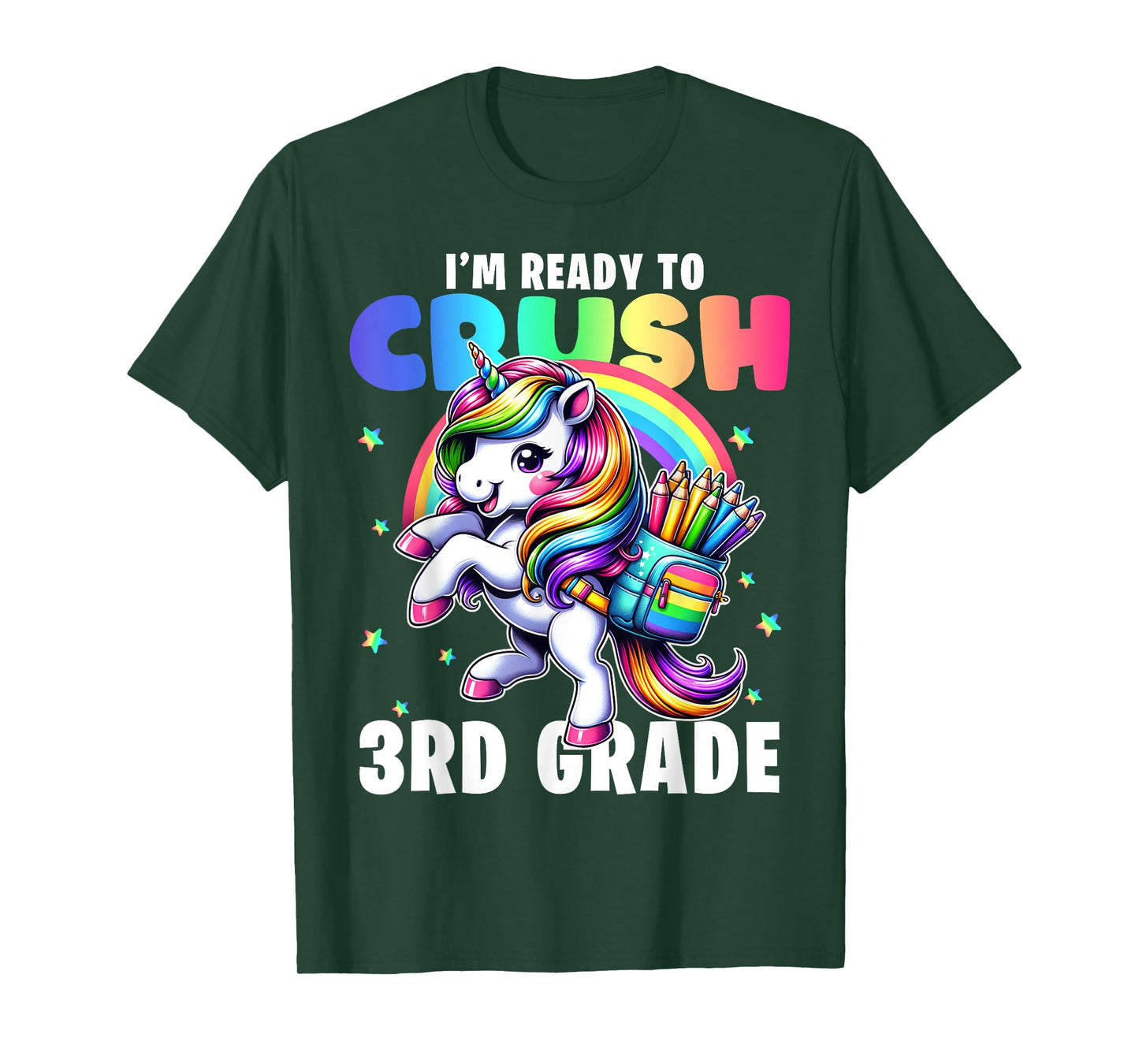 Crush 3rd Grade Girls Back to School Unicorn First Day Cute T-Shirt