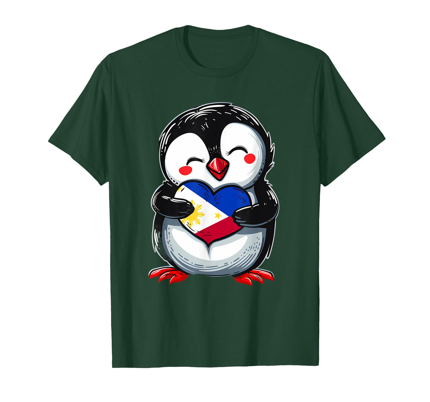 Philippines Flag Heart Penguin Filipino Pride Filipino Roots T-Shirt