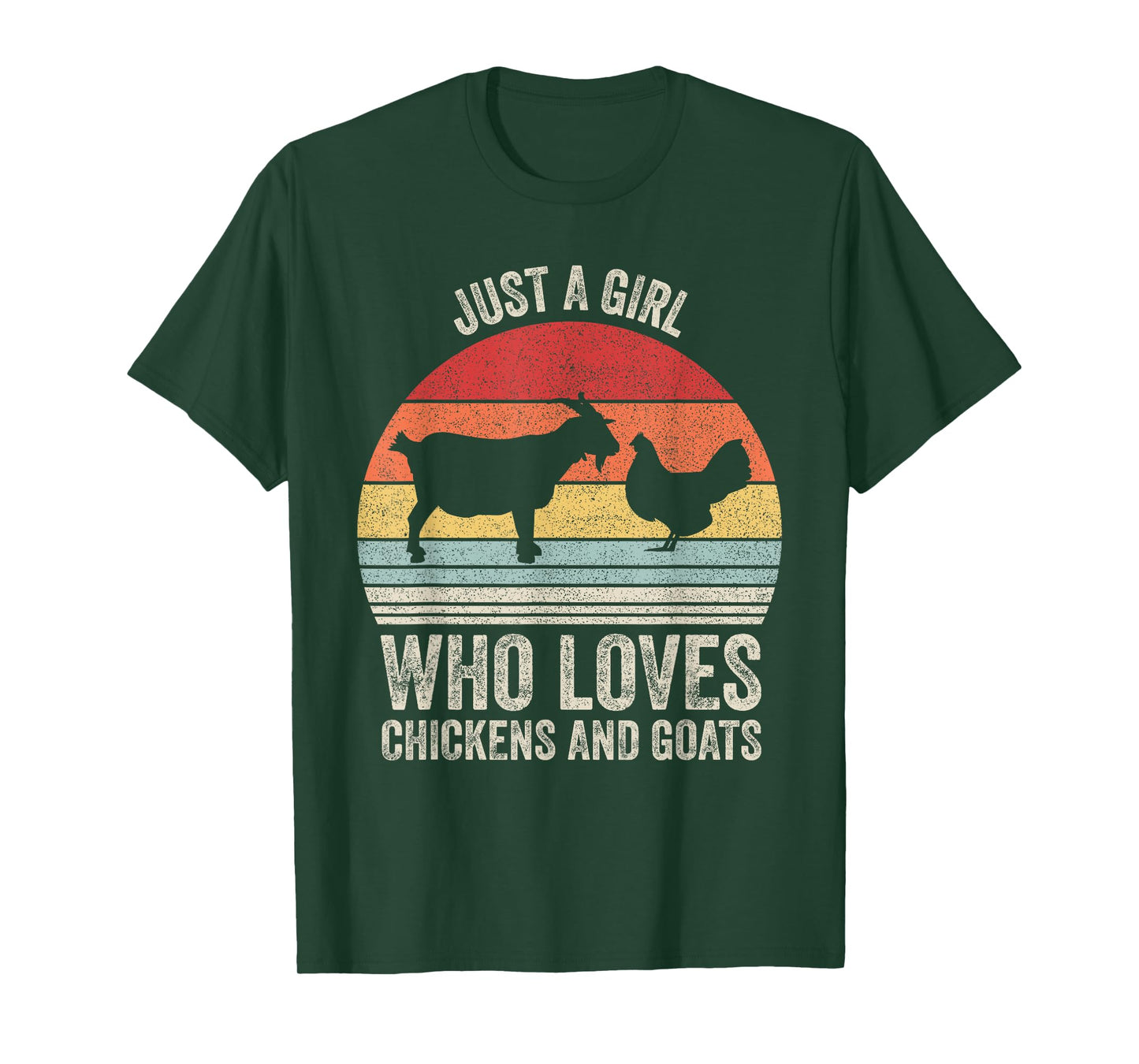 Retro Just A Girl Who Loves Chickens And Goats Farmer Girl T-Shirt