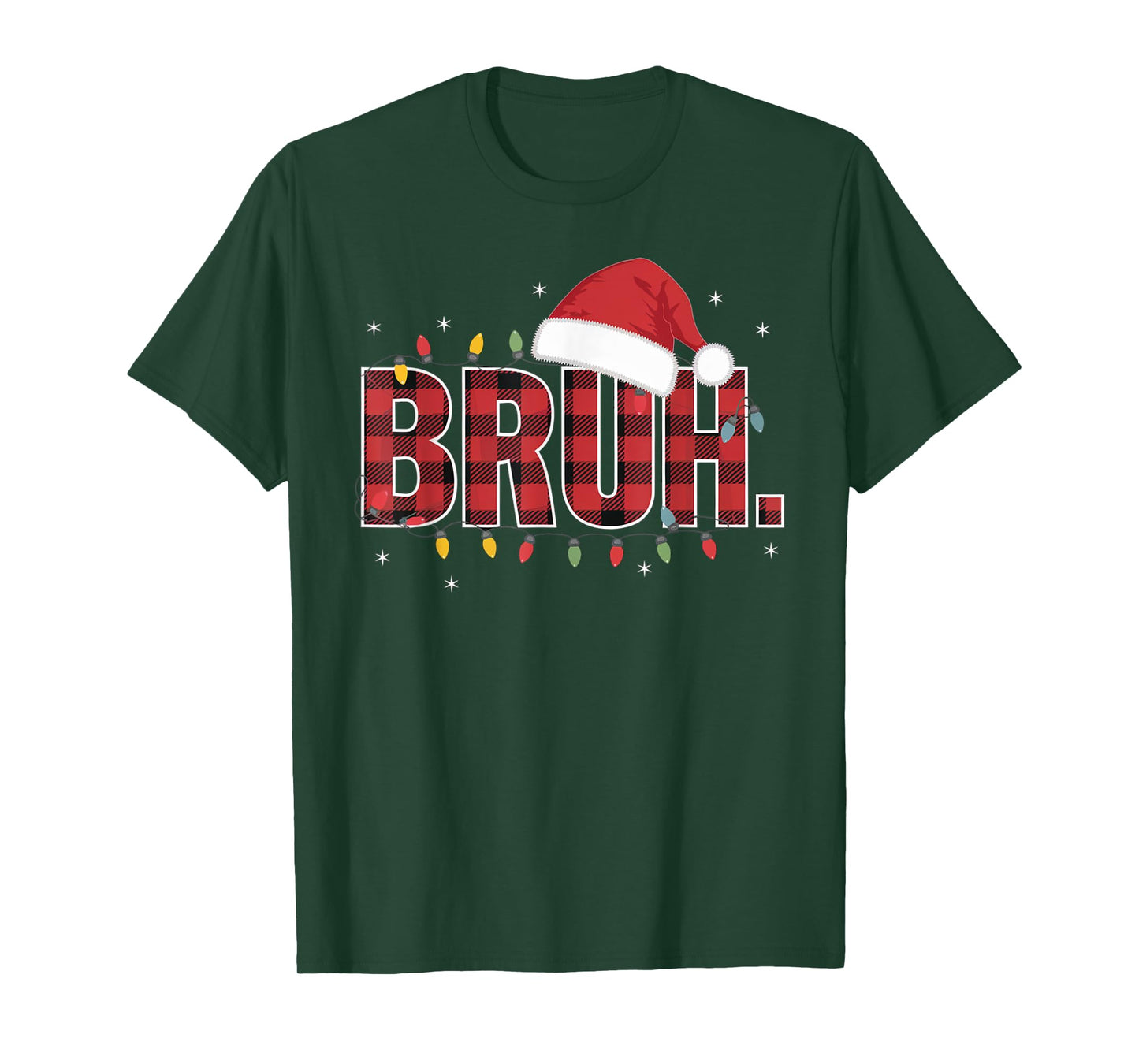 Bruh Funny Christmas Plaid Teens Boys Kids Xmas Pajamas T-Shirt