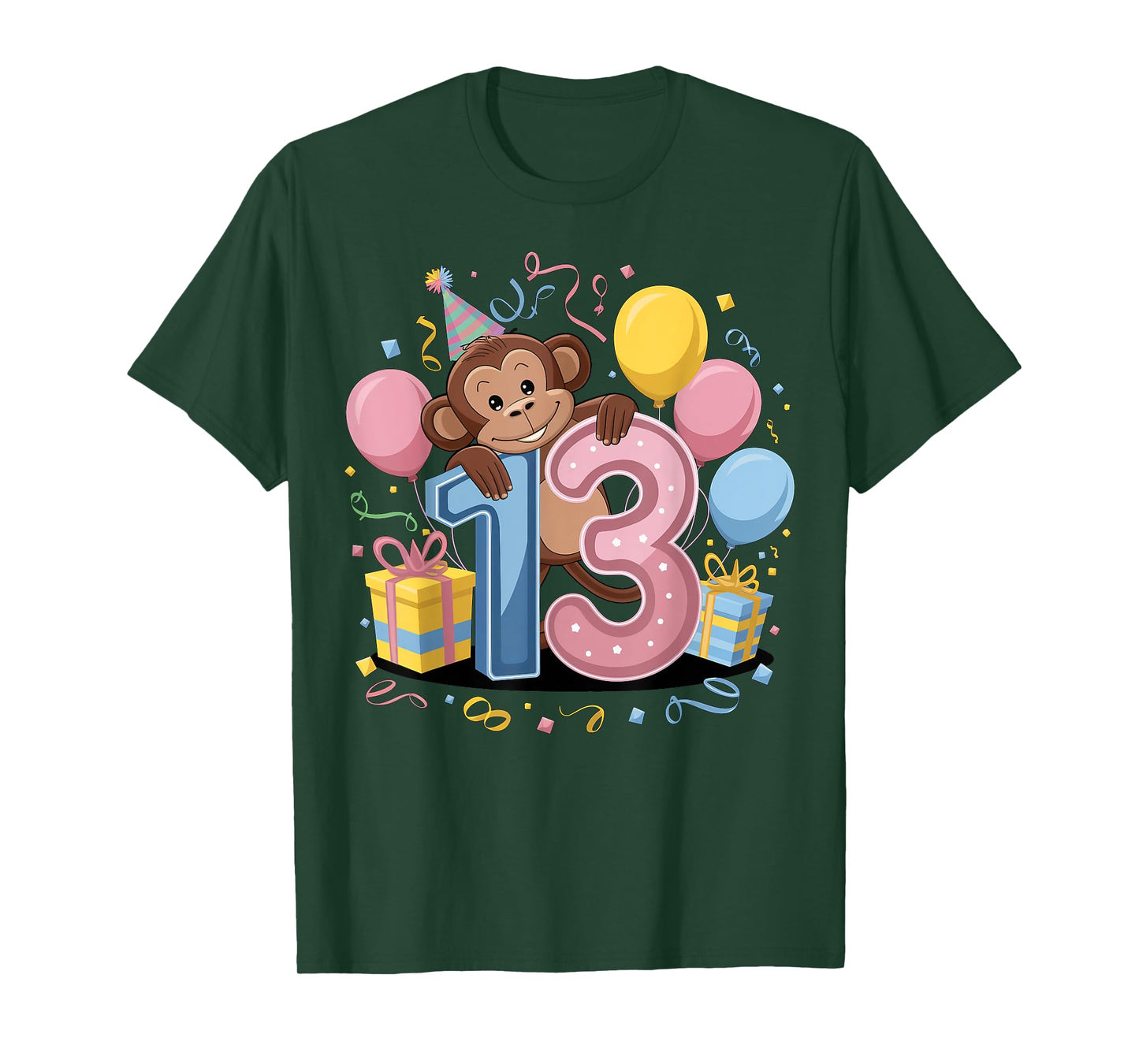 Monkey 13th birthday boy girl 13 years old thirteenth Monkey T-Shirt