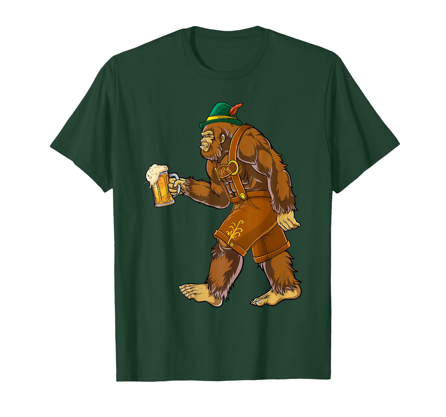 German Bigfoot Lederhosen Funny Oktoberfest Men Prost T-Shirt