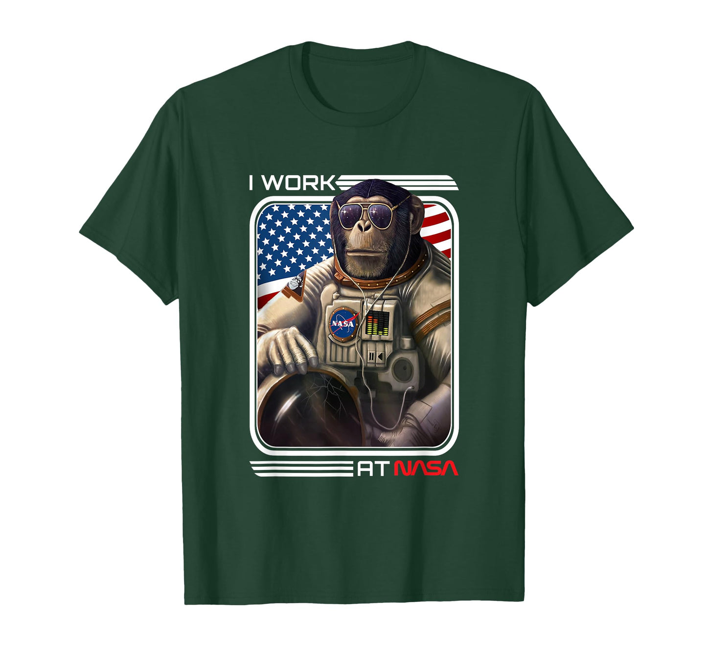 NASA Astronaut monkey Worm logo cool T-Shirt