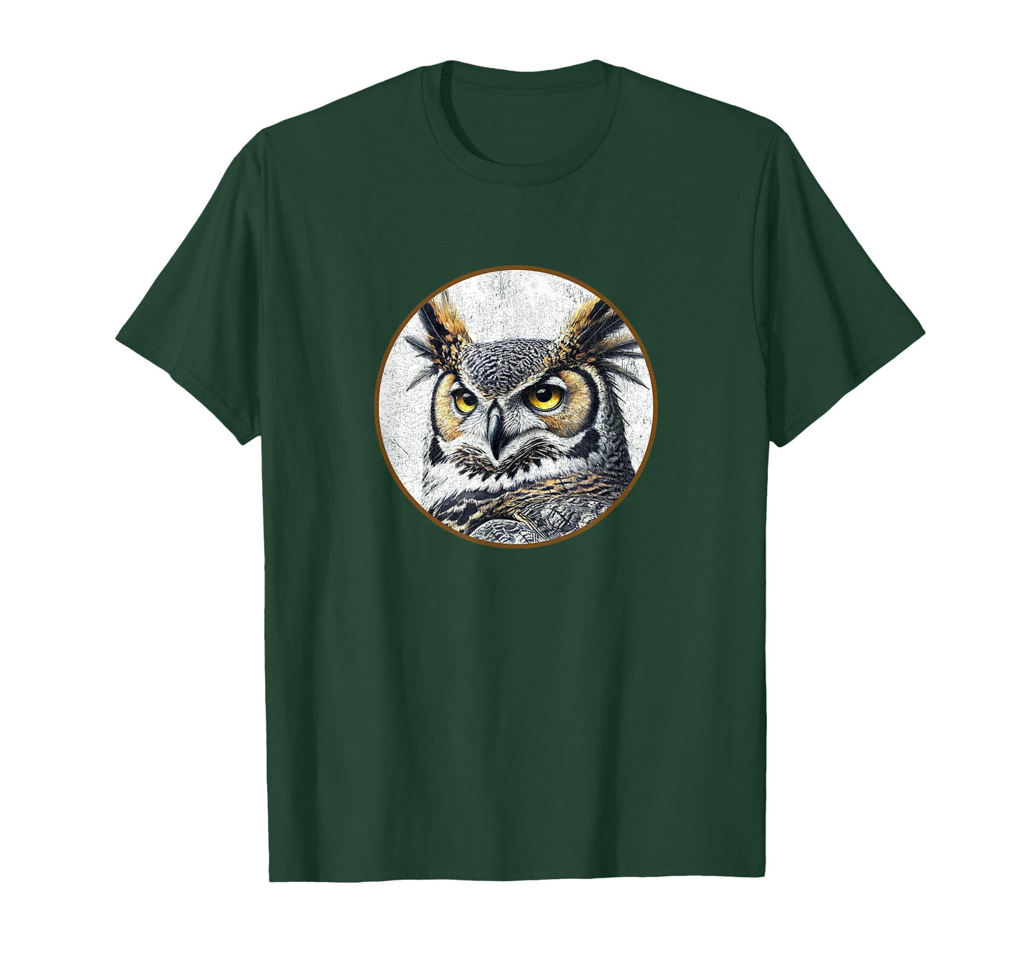 Colorful Retro Great Horned Owl Bird Design T-Shirt