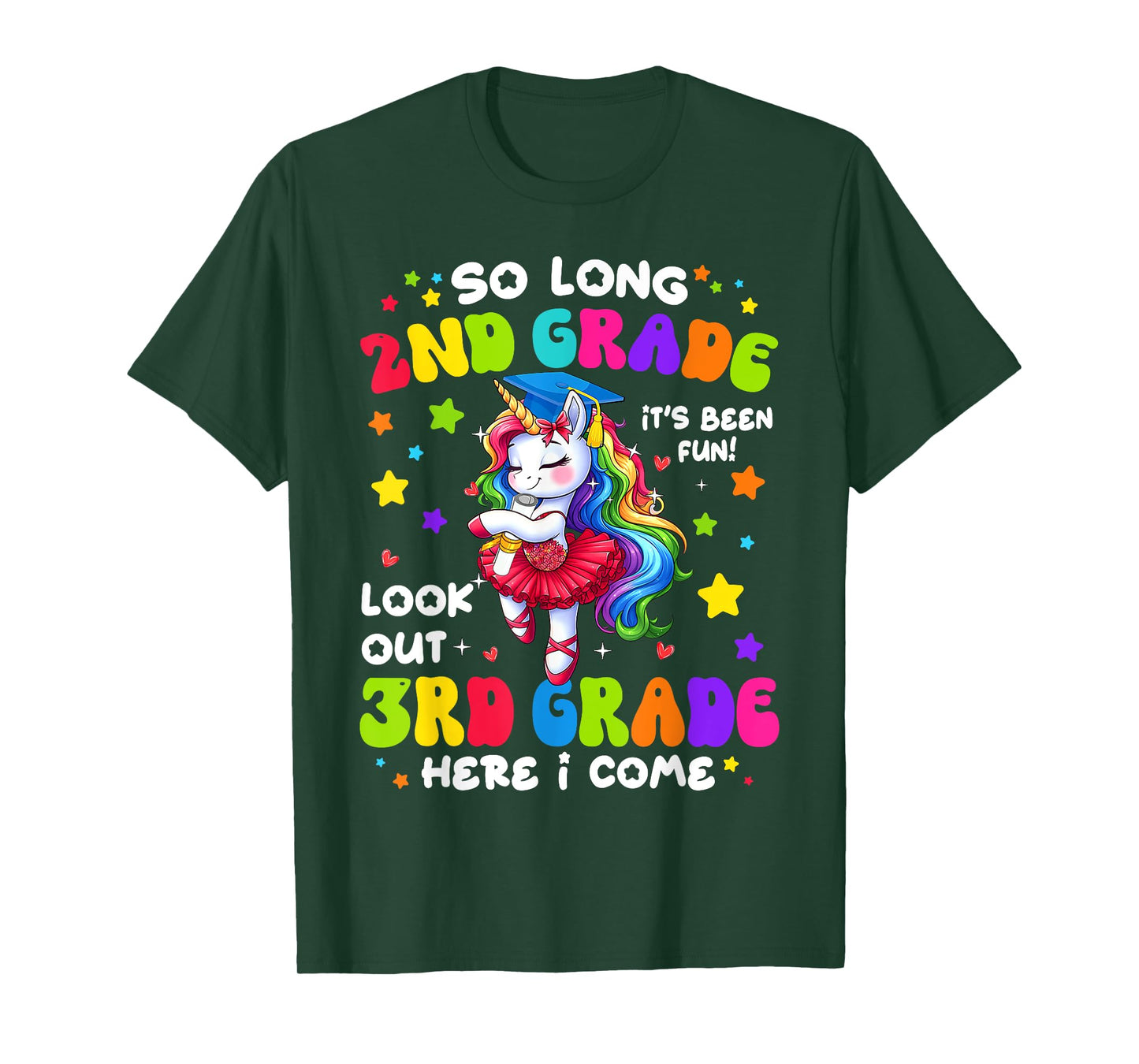 2nd Grade Graduation Girl 3rd Grade Here I Come Unicorn Grad T-Shirt