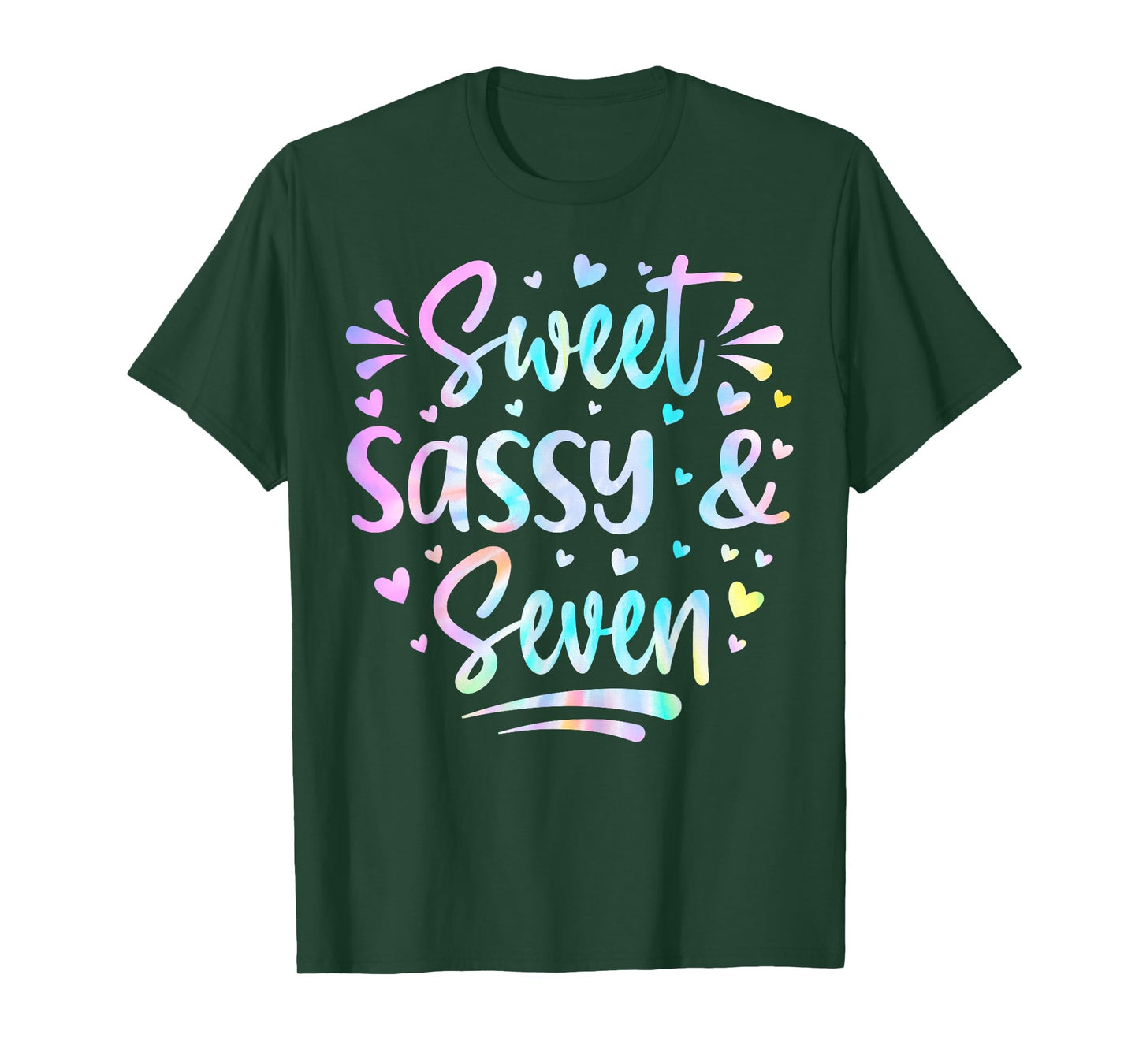 Sweet Sassy and Seven Girls Birthday Tie Dye 7 Year Old Kids T-Shirt