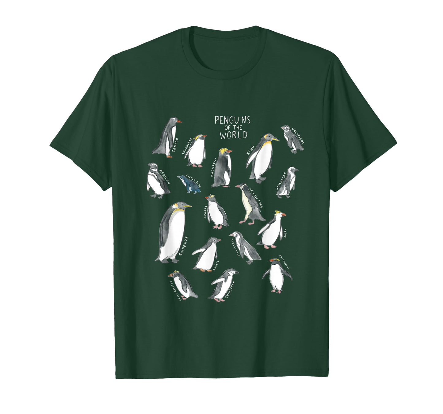 All types of penguins in the world watercolour T-Shirt