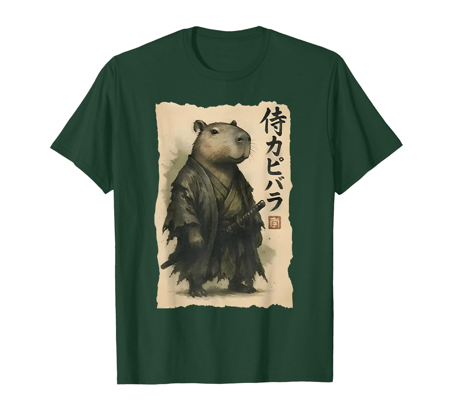 Samurai Capybara Funny Capybara Japanese Animal T-Shirt