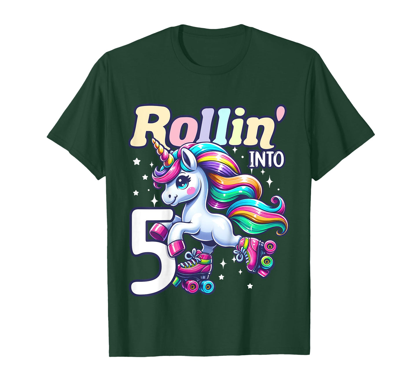 Kids Unicorn Roller Skate 5th Birthday 5 Year Old Party Girls T-Shirt