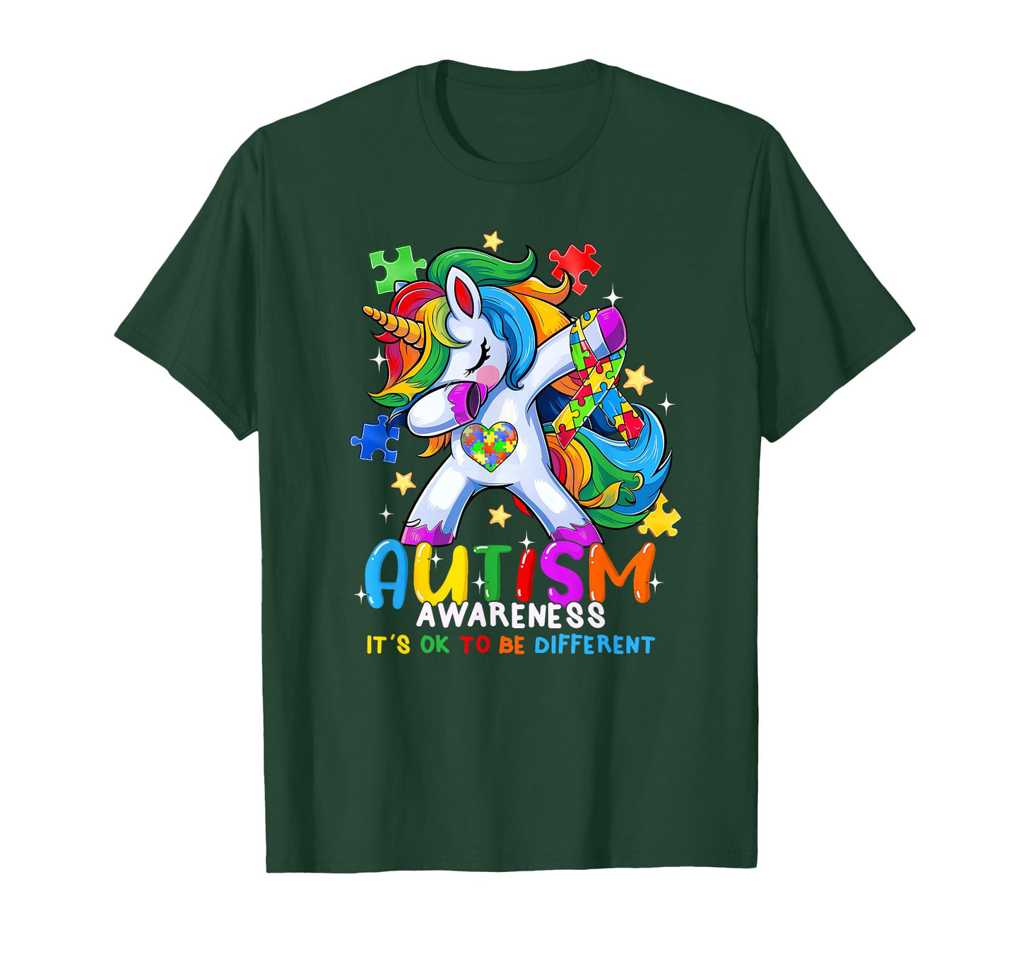 Autism Awareness OK To Be Different Dabbing Unicorn Women T-Shirt