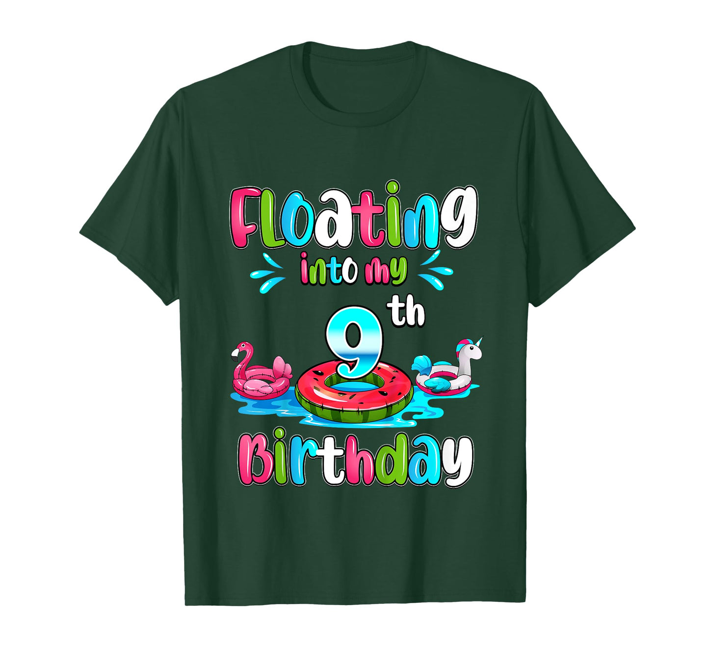 Kids Floating Into My 9th Birthday Pool Party Float 9 Years Old T-Shirt
