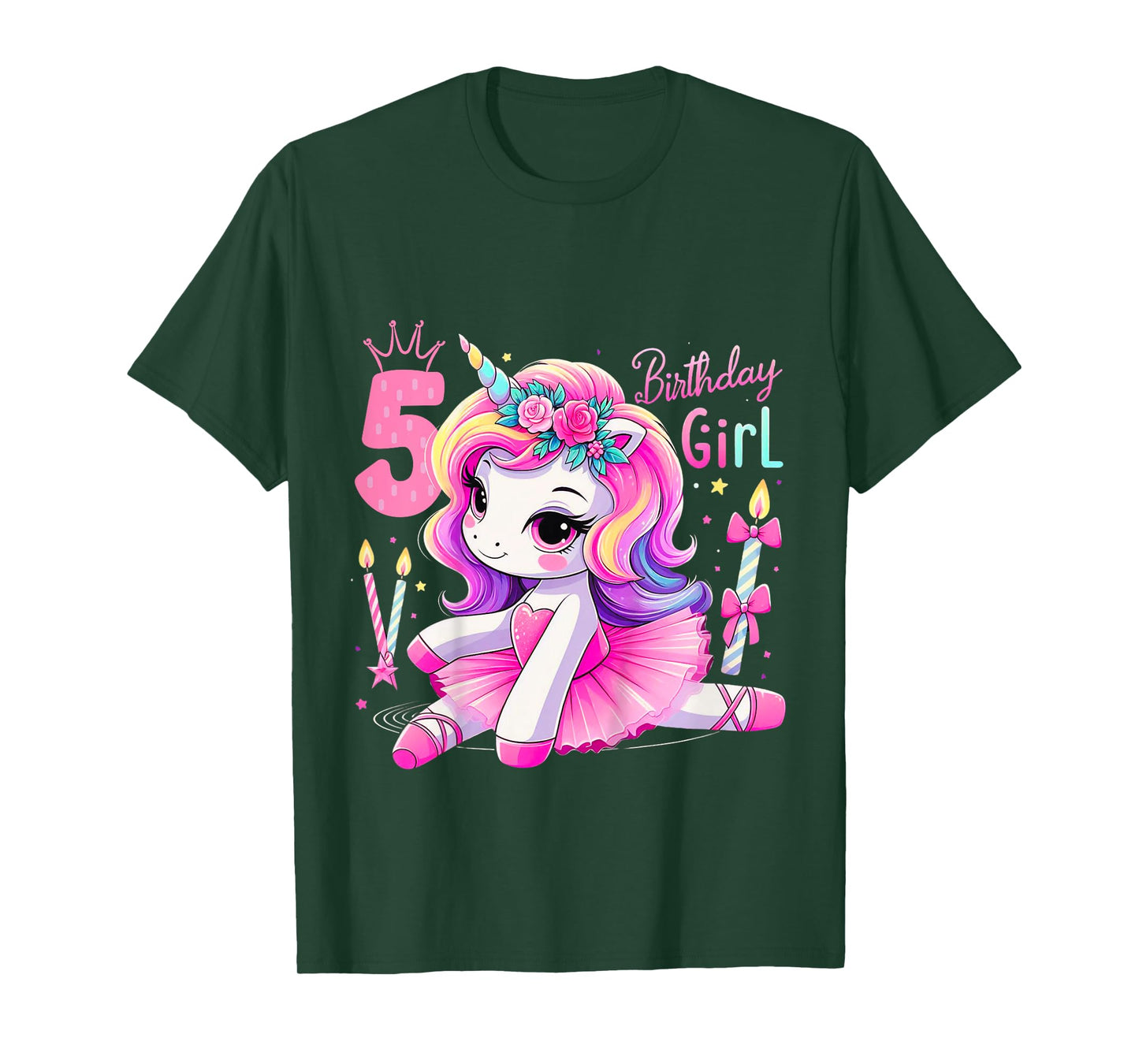 5th Birthday Girl Unicorn Ballet Five 5 Year Old Ballerina T-Shirt