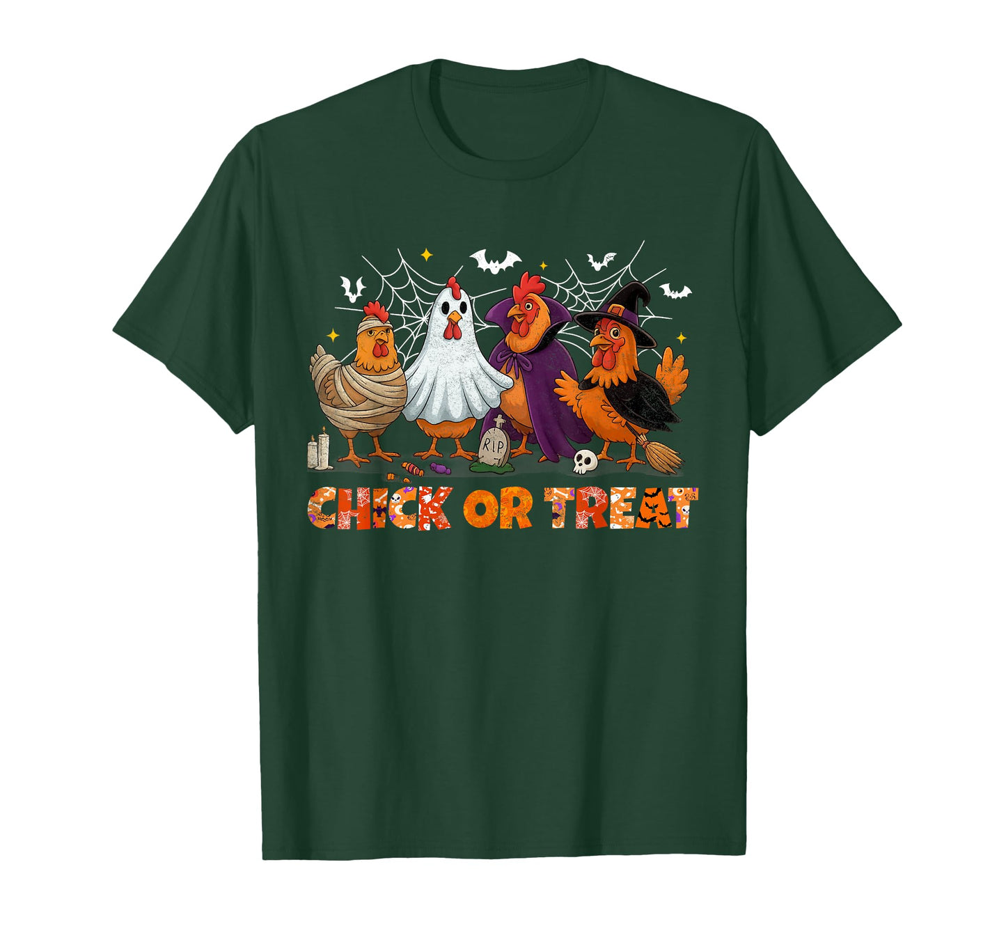 Chick Or Treat Halloween Witch Boo Spooky Chicken Costumes T-Shirt