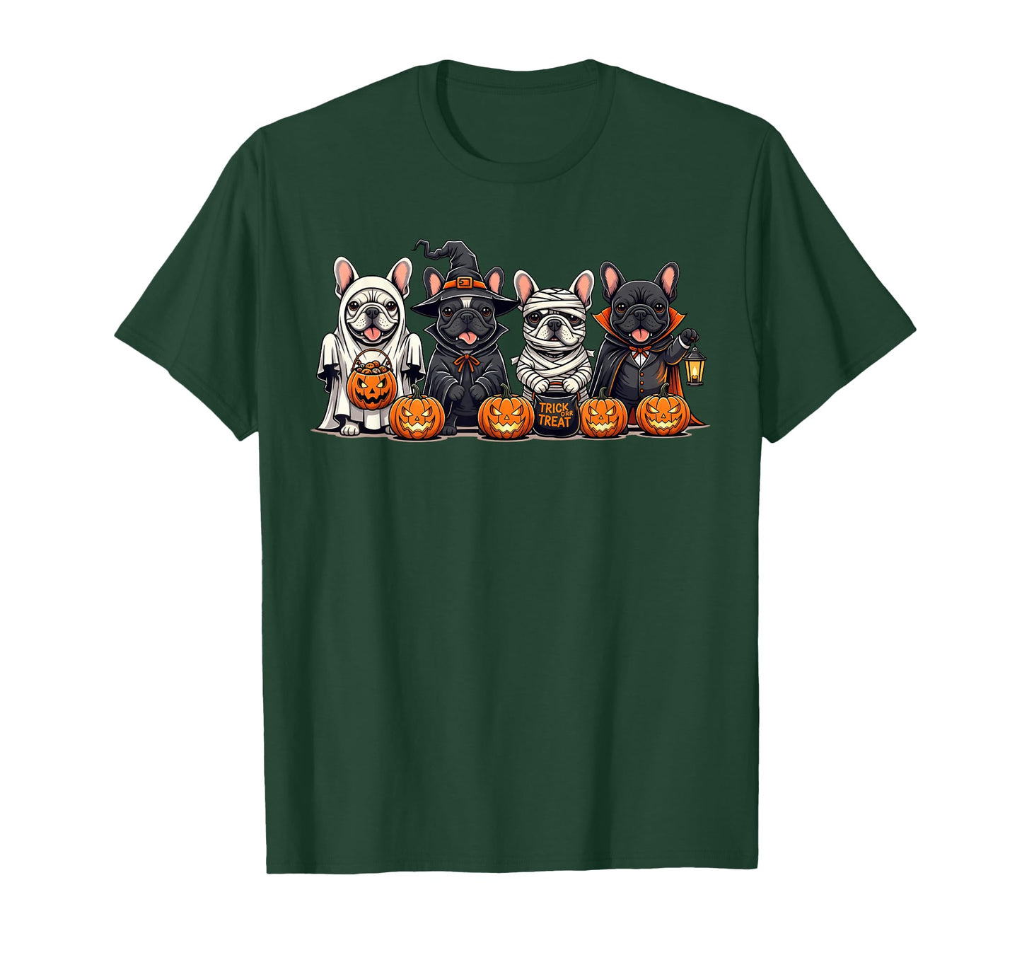 French Bulldog Ghost Witch Pumpkins Halloween Dog Costume T-Shirt