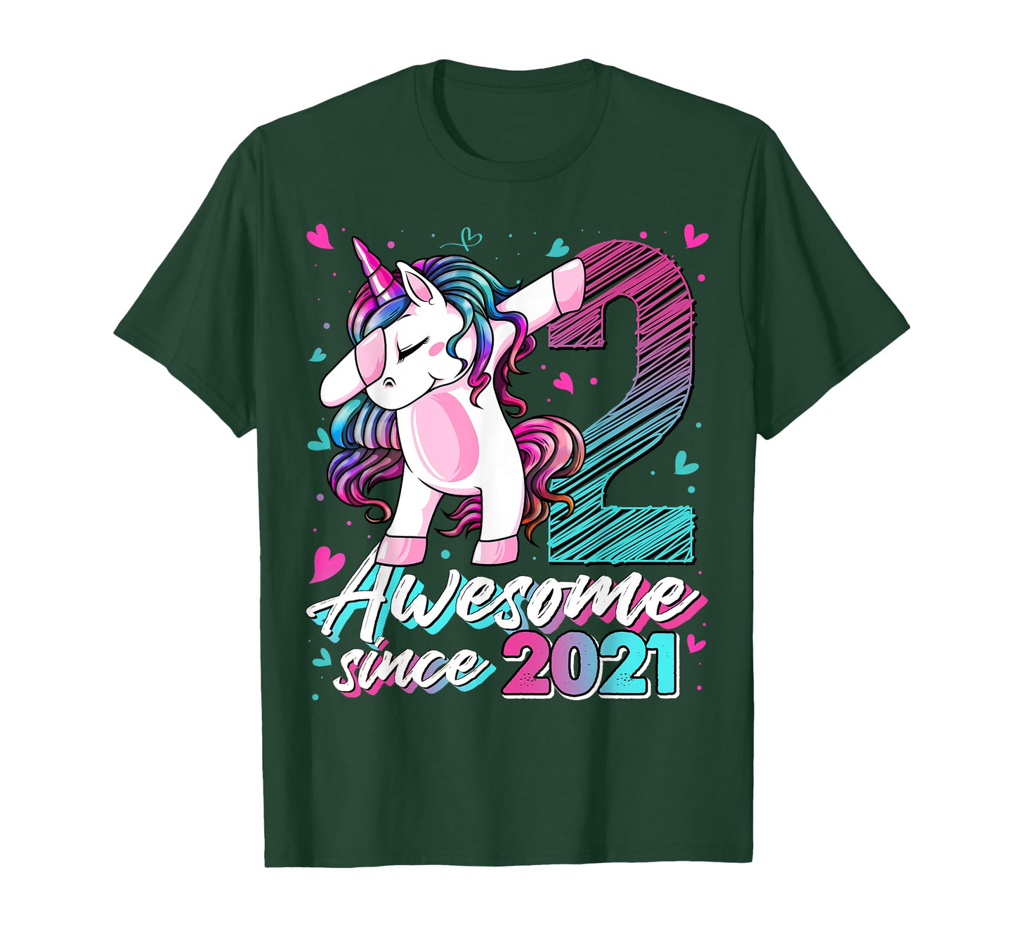 2 Years Old Dabbing Unicorn Gifts 2nd Birthday Girl Party T-Shirt