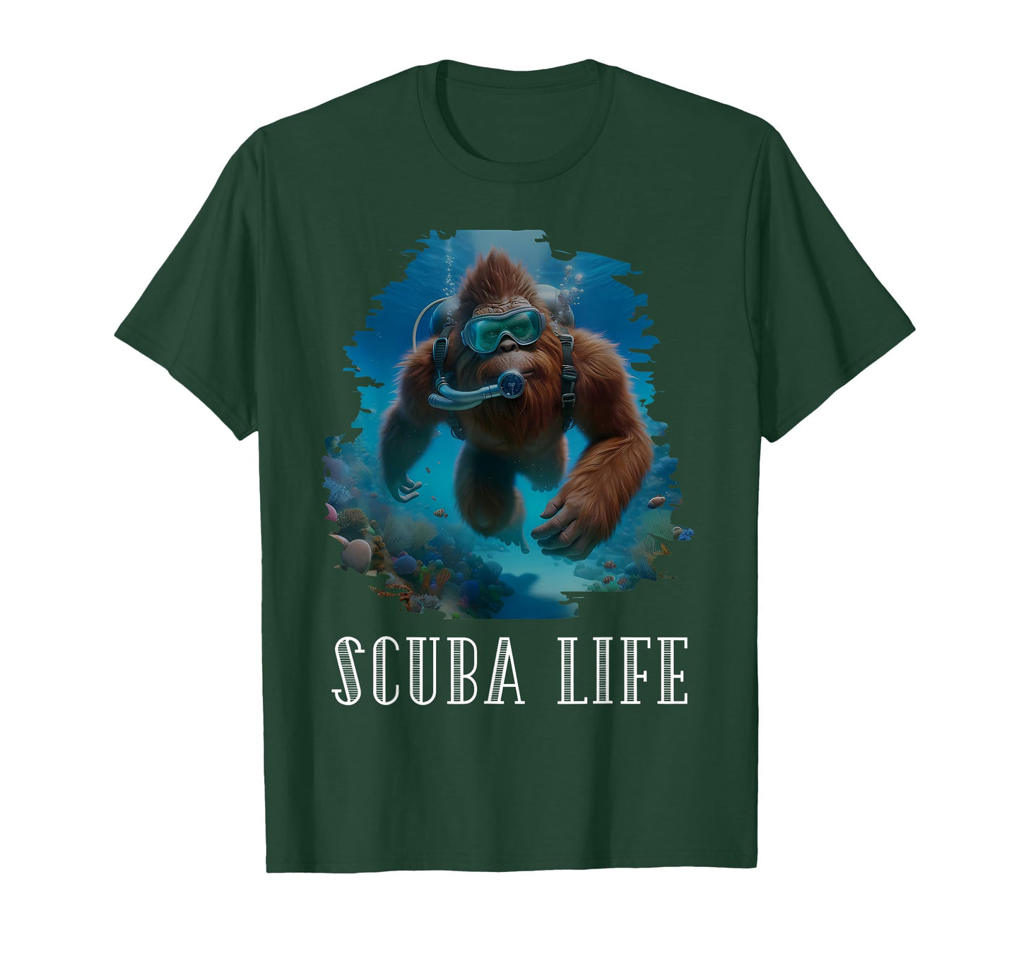 Funny Bigfoot Scuba Diving Scuba Diver Sasquatch Hawaiian T-Shirt