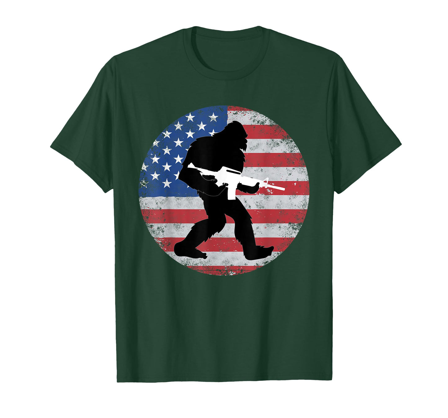 Bigfoot Gun Owner Tee US American Flag Sasquatch AR15 Rifle T-Shirt for Women Men