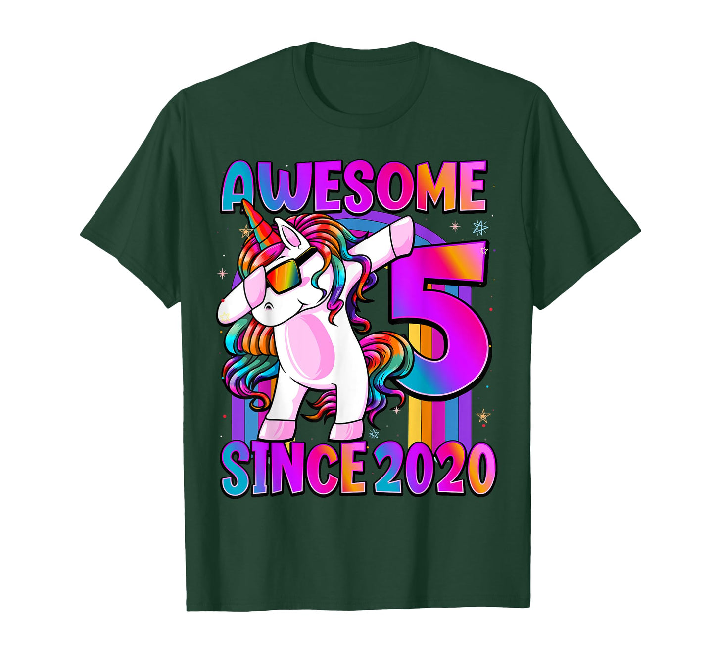 Dabbing Unicorn 5 Year Old 5th Birthday Girl Unicorn Party T-Shirt