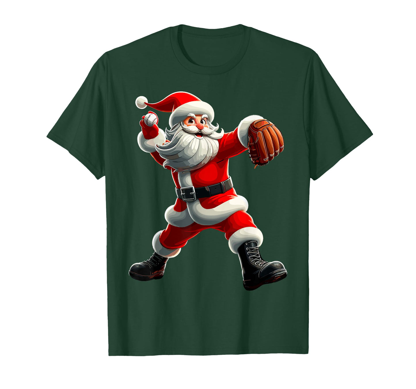 Funny Santa Baseball Pitcher Christmas Baseball Player T-Shirt