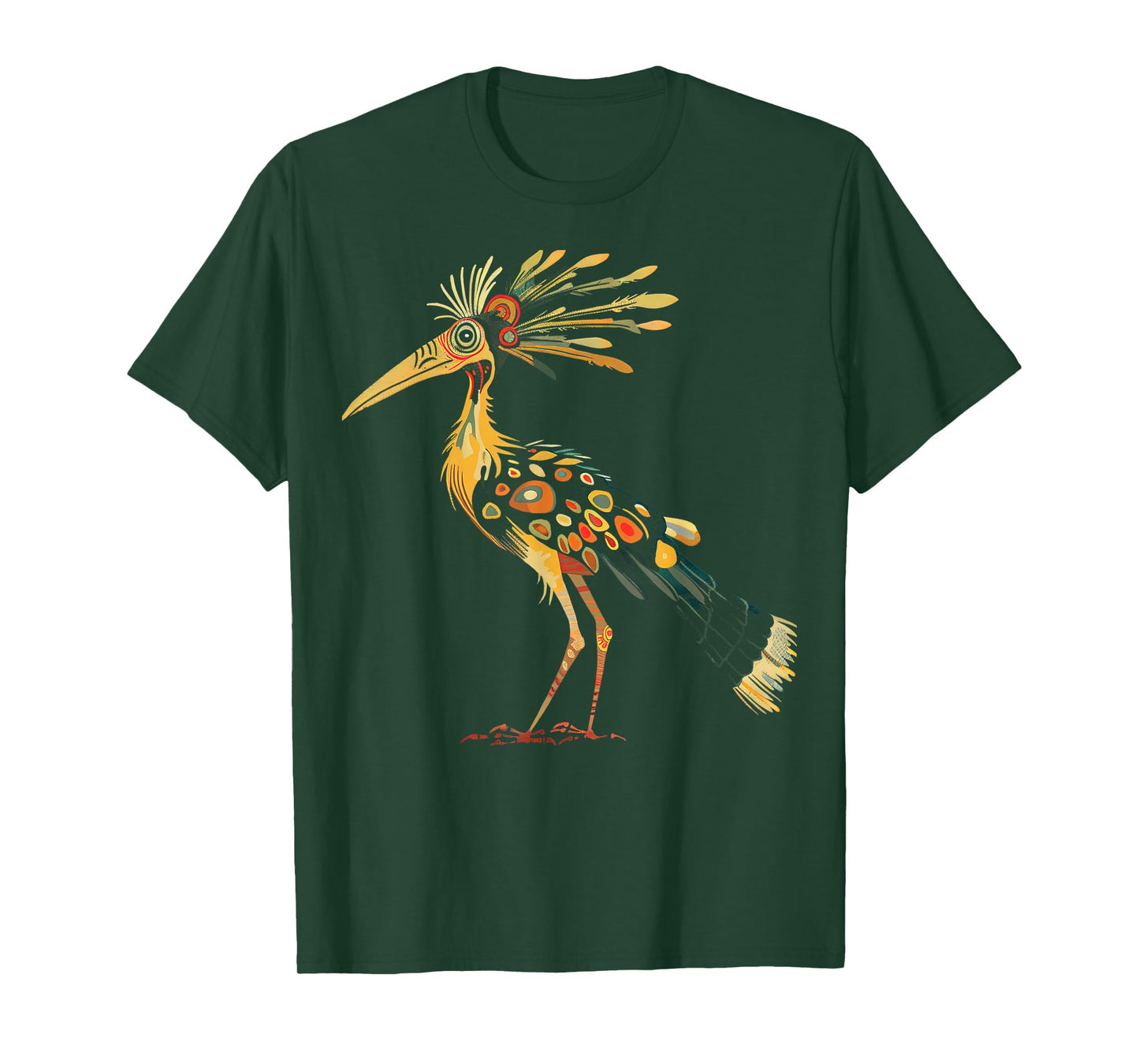 Tribal Bird Abstract Orange and Black Design T-Shirt