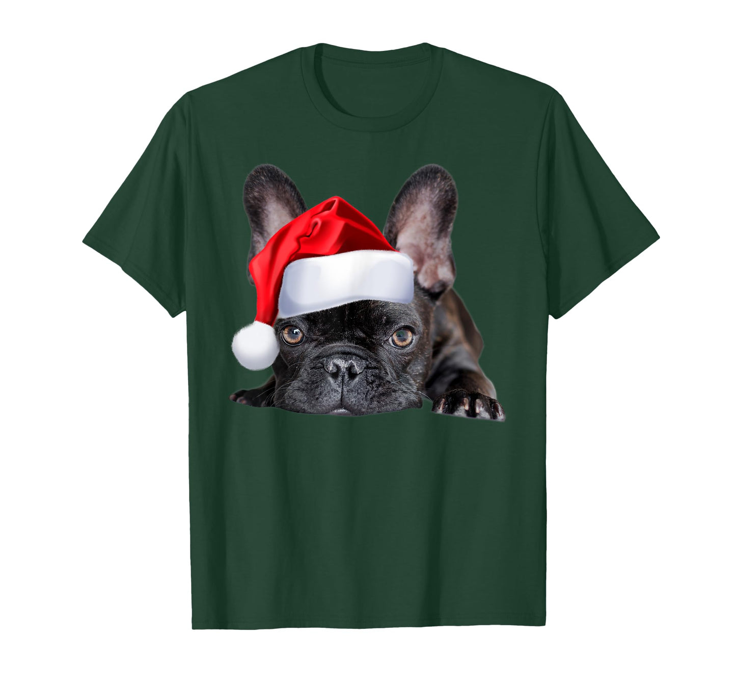 Cute French Bulldog Santa Hat Frenchie Image Christmas Gift T-Shirt