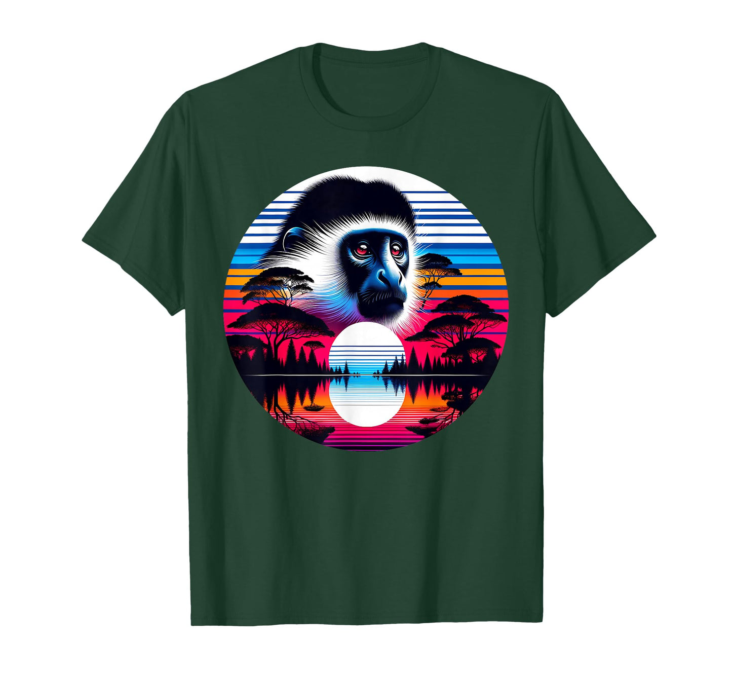 Colobus Monkey Sunset Retro Style Safari Vintage 70s T-Shirt