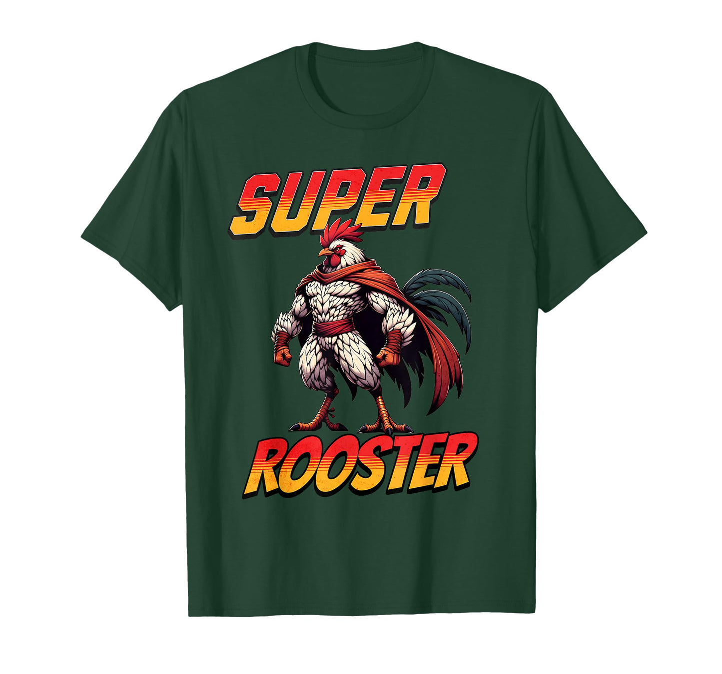 Super Rooster Hero Brave Chicken Daddy Funny Farm Design T-Shirt