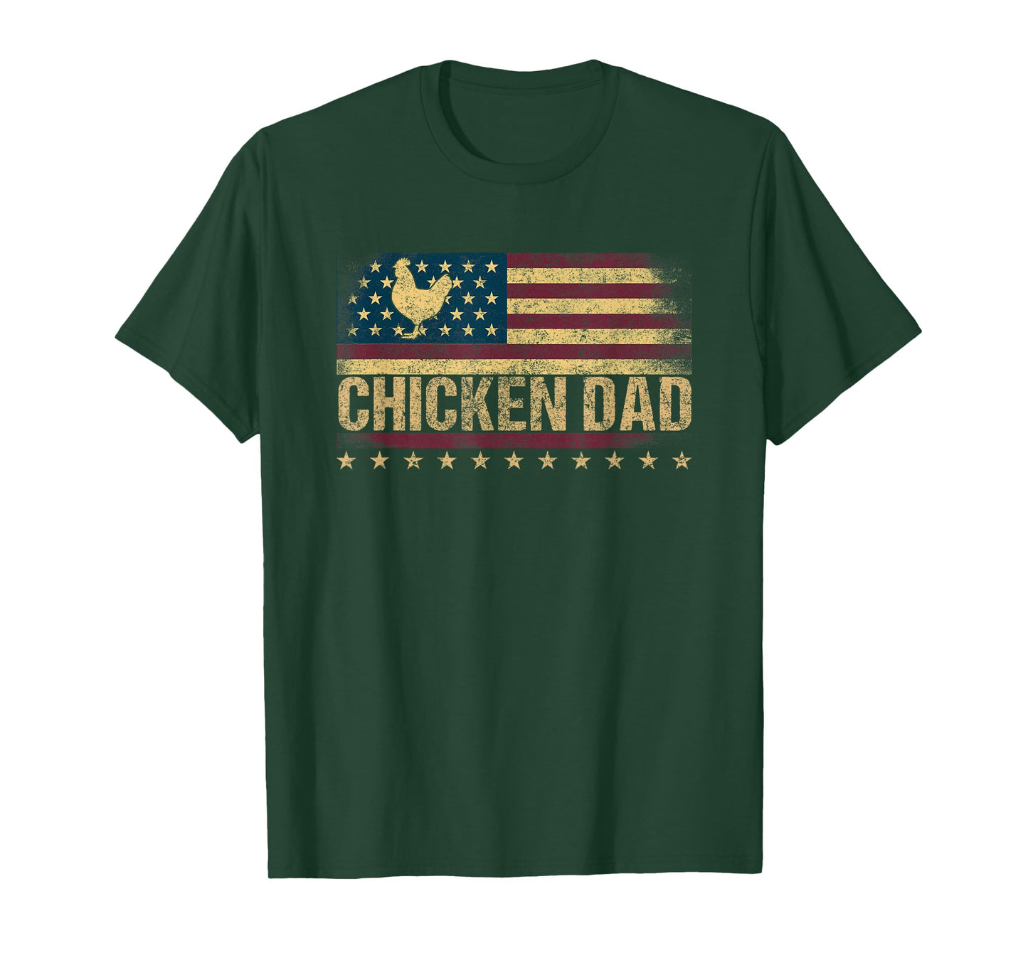 Vintage USA Flag Chicken Dad Stars T-Shirt