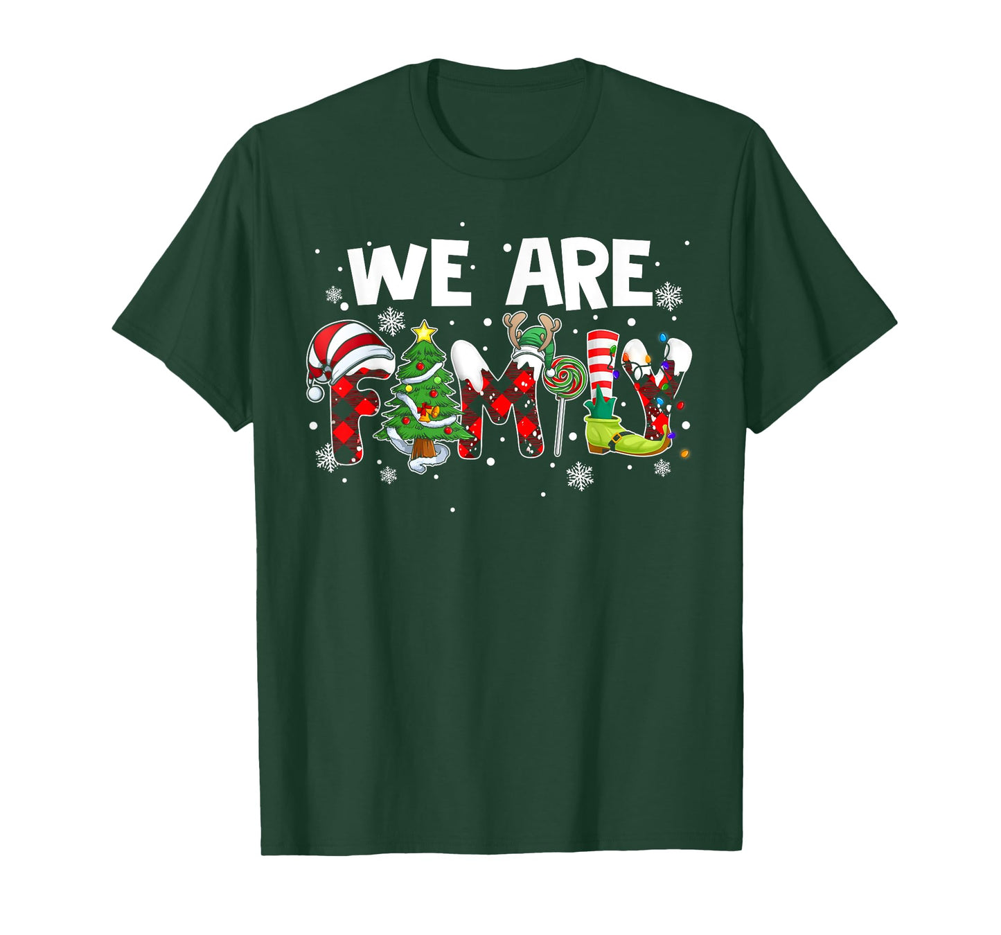 We Are Family Christmas Pajamas Funny Matching Family Xmas T-Shirt