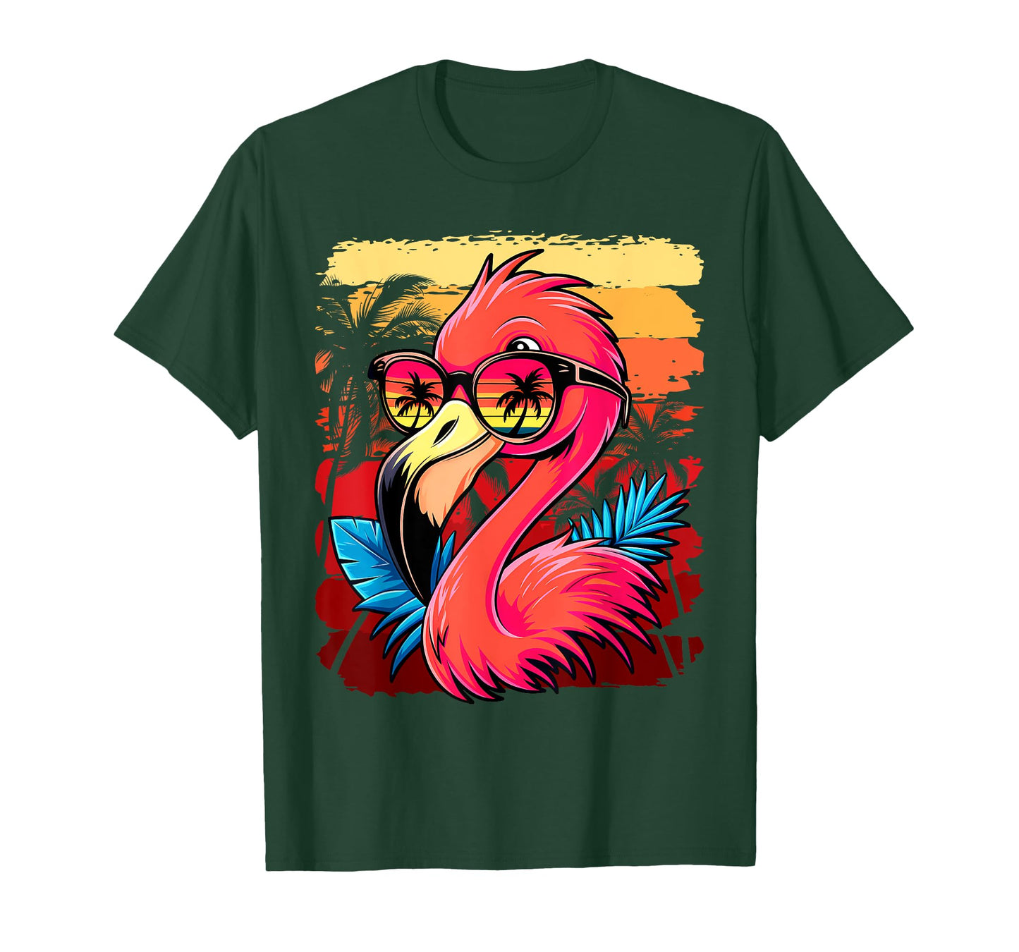 Retro Sunglasses Flamingo Womens Mens Kids Funny Flamingo T-Shirt