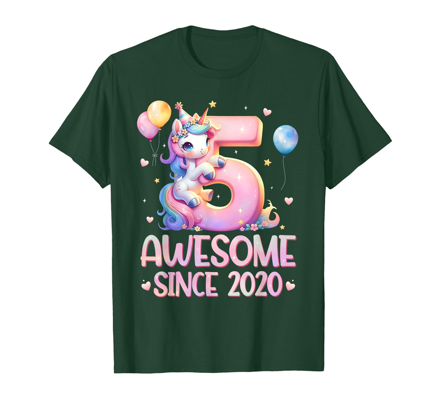 Unicorn 5th Birthday 5 Year Old Unicorn Party Girls Outfit T-Shirt