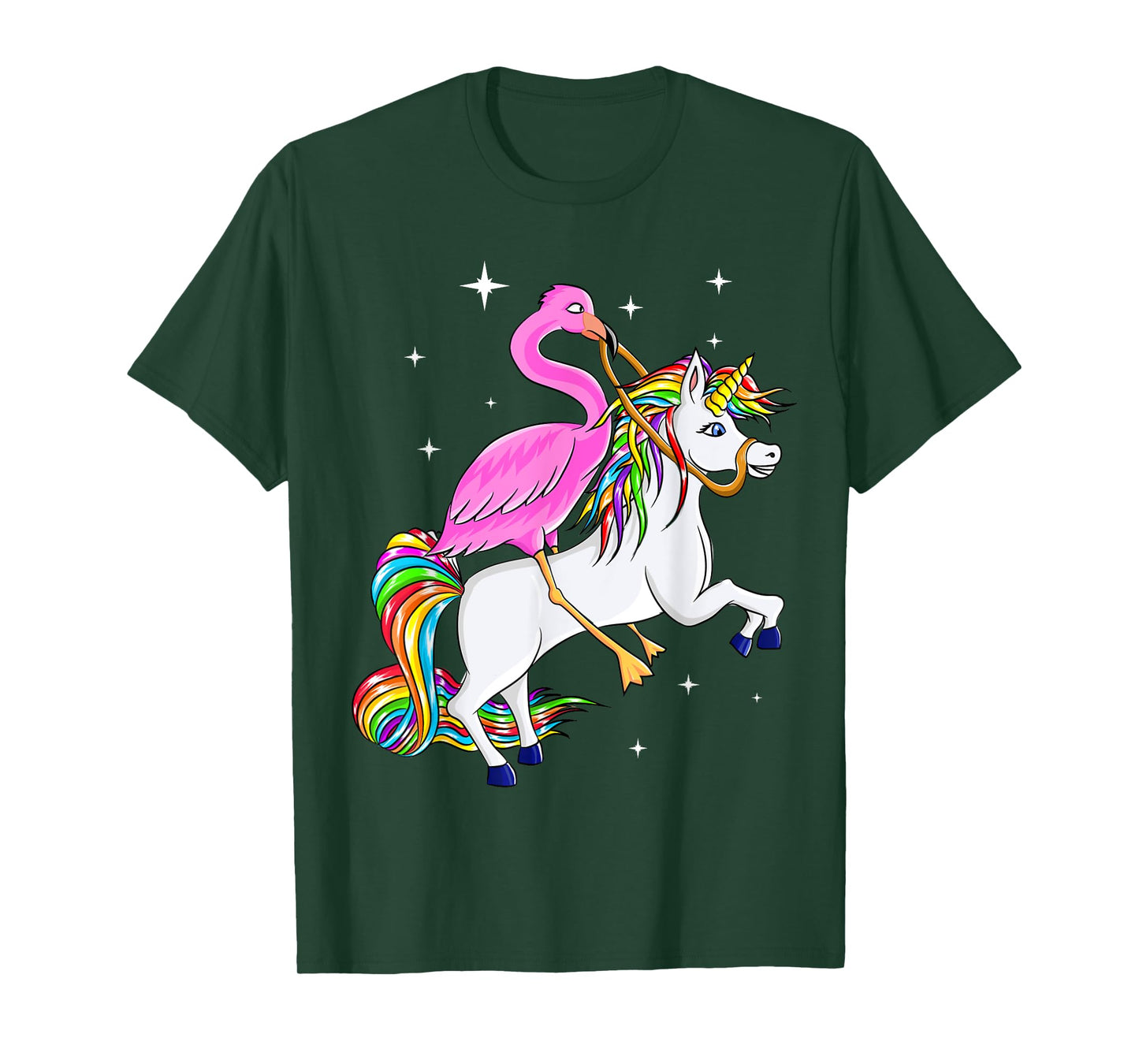 Flamingo Riding Unicorn Pink Flamingo Gift Kids Women T-Shirt