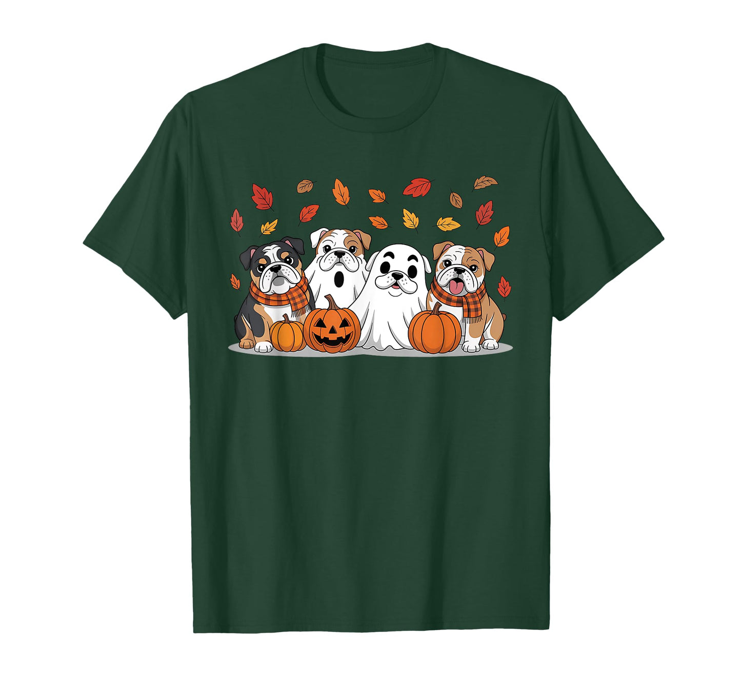 English Bulldog Ghost Fall Autumn Thanksgiving Halloween T-Shirt