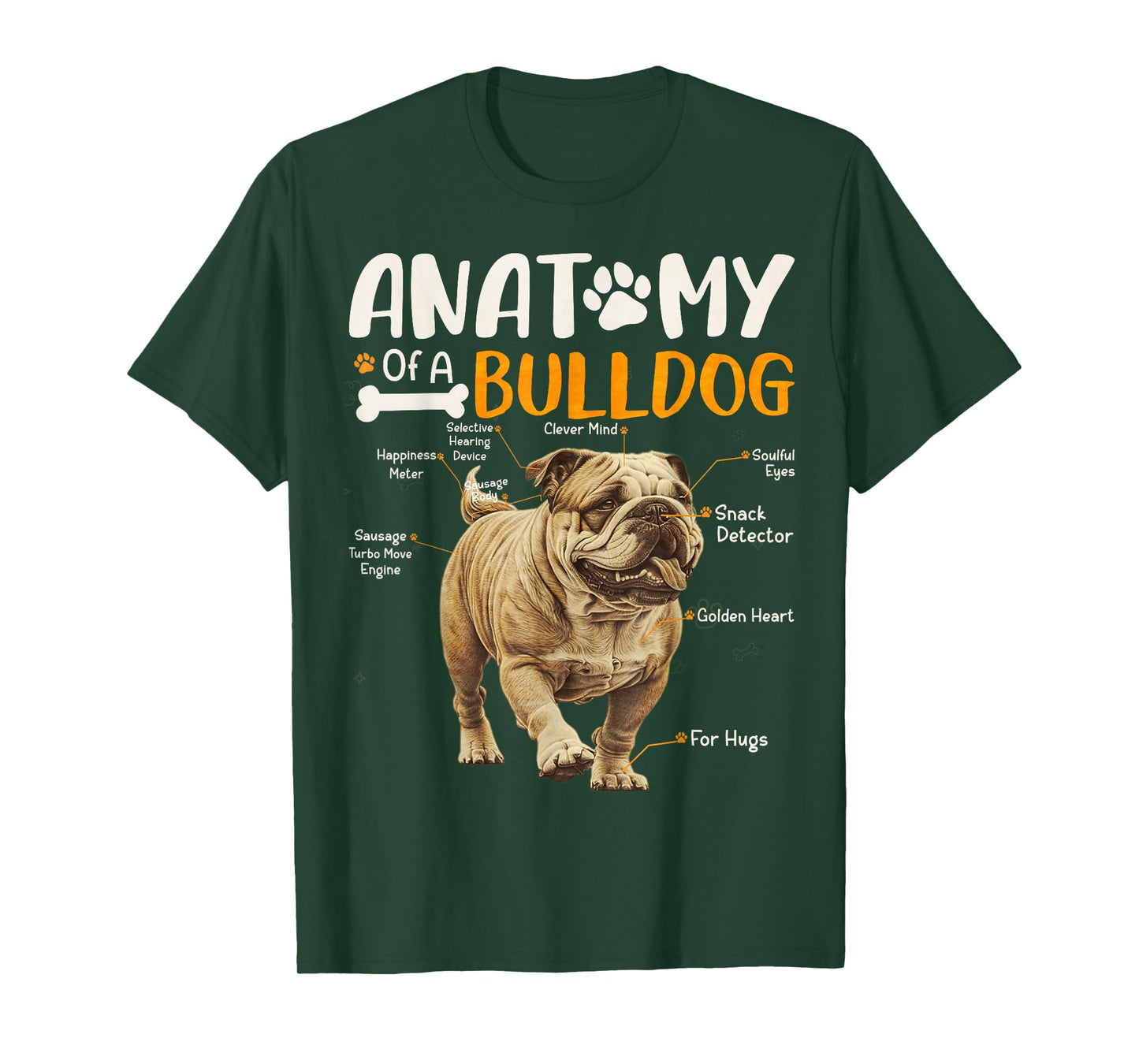 Vintage Anatomy Of A Bulldog Dog Funny Puppy Pet Lover T-Shirt